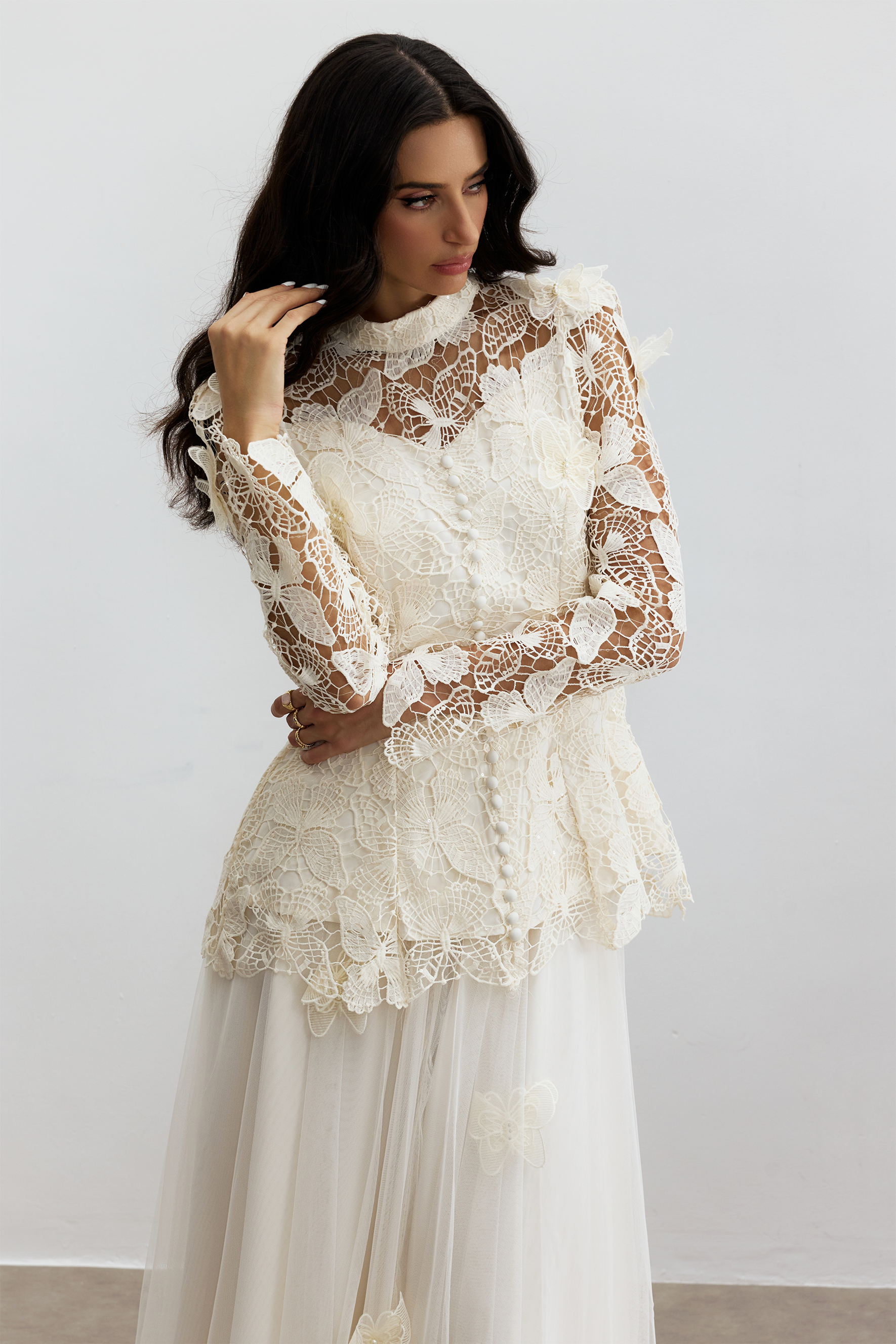 Elizabeth Butterfly Embroidered Lace Maxi Dress-purelyfable