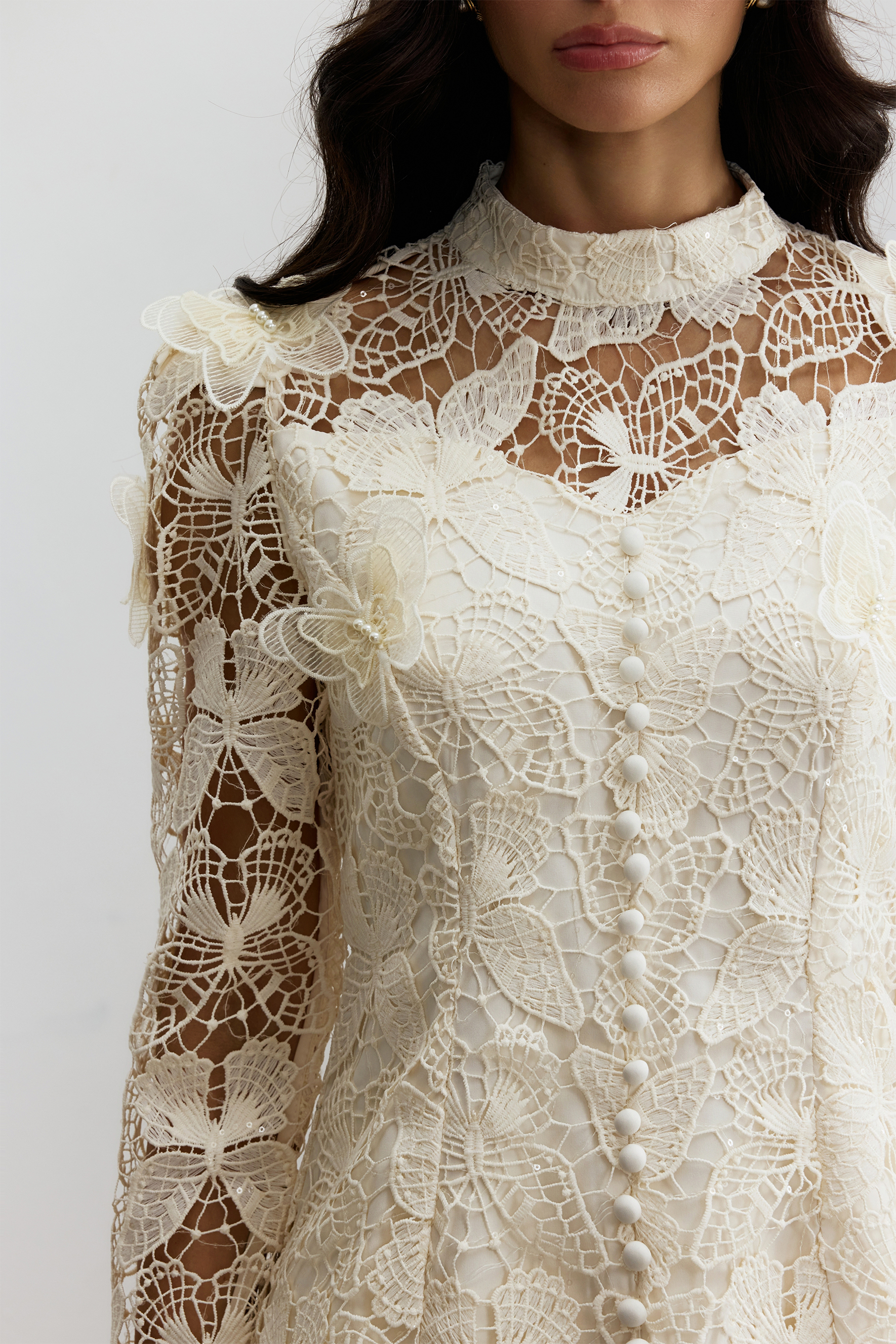 Elizabeth Butterfly Embroidered Lace Maxi Dress-purelyfable