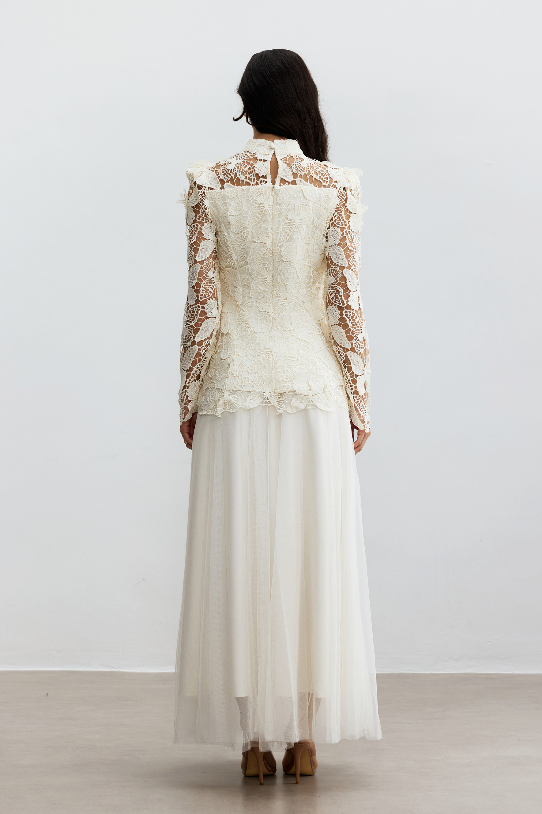 Elizabeth Butterfly Embroidered Lace Maxi Dress-purelyfable