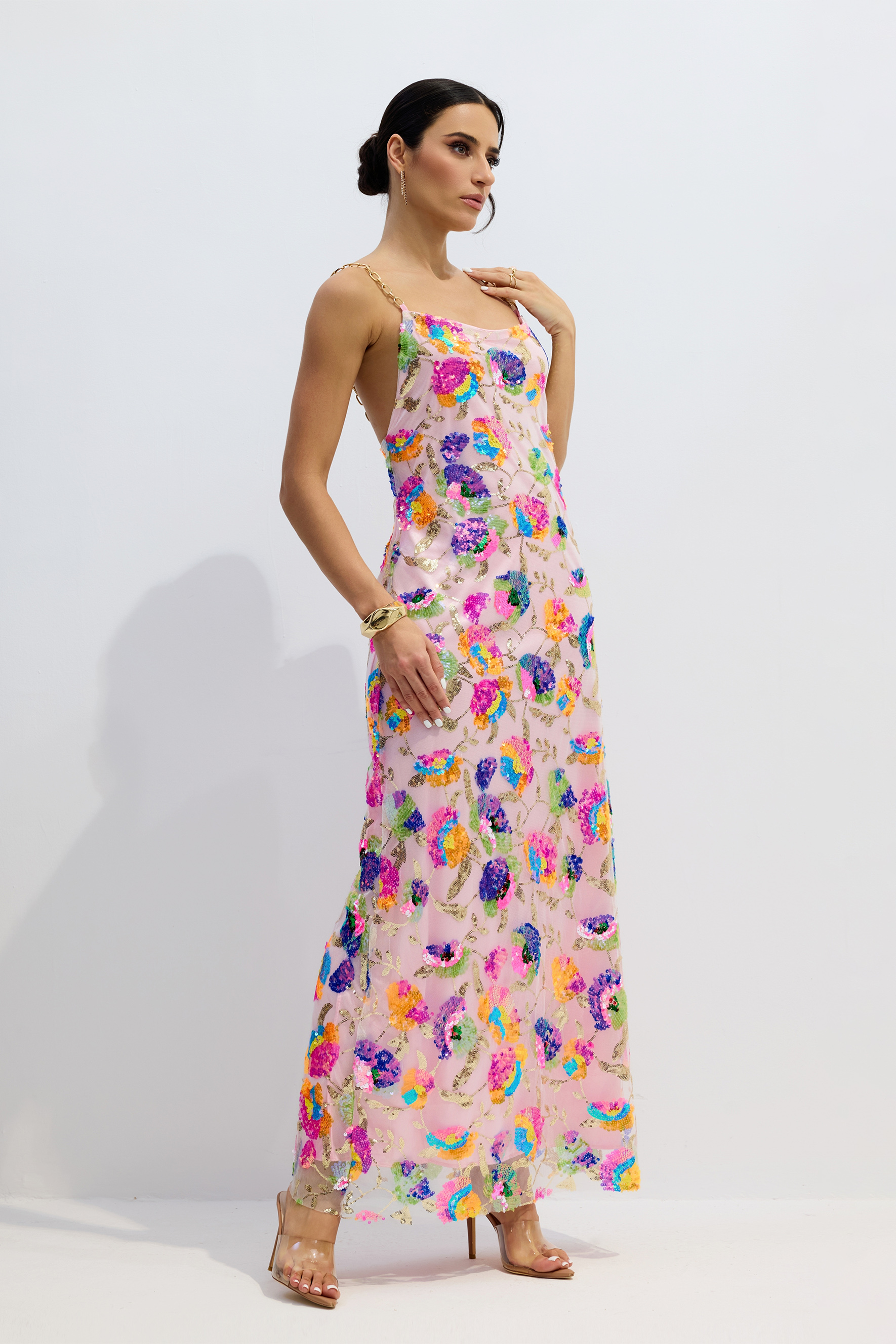 Fanny Embroidered Sequins Backless Maxi Dress-purelyfable