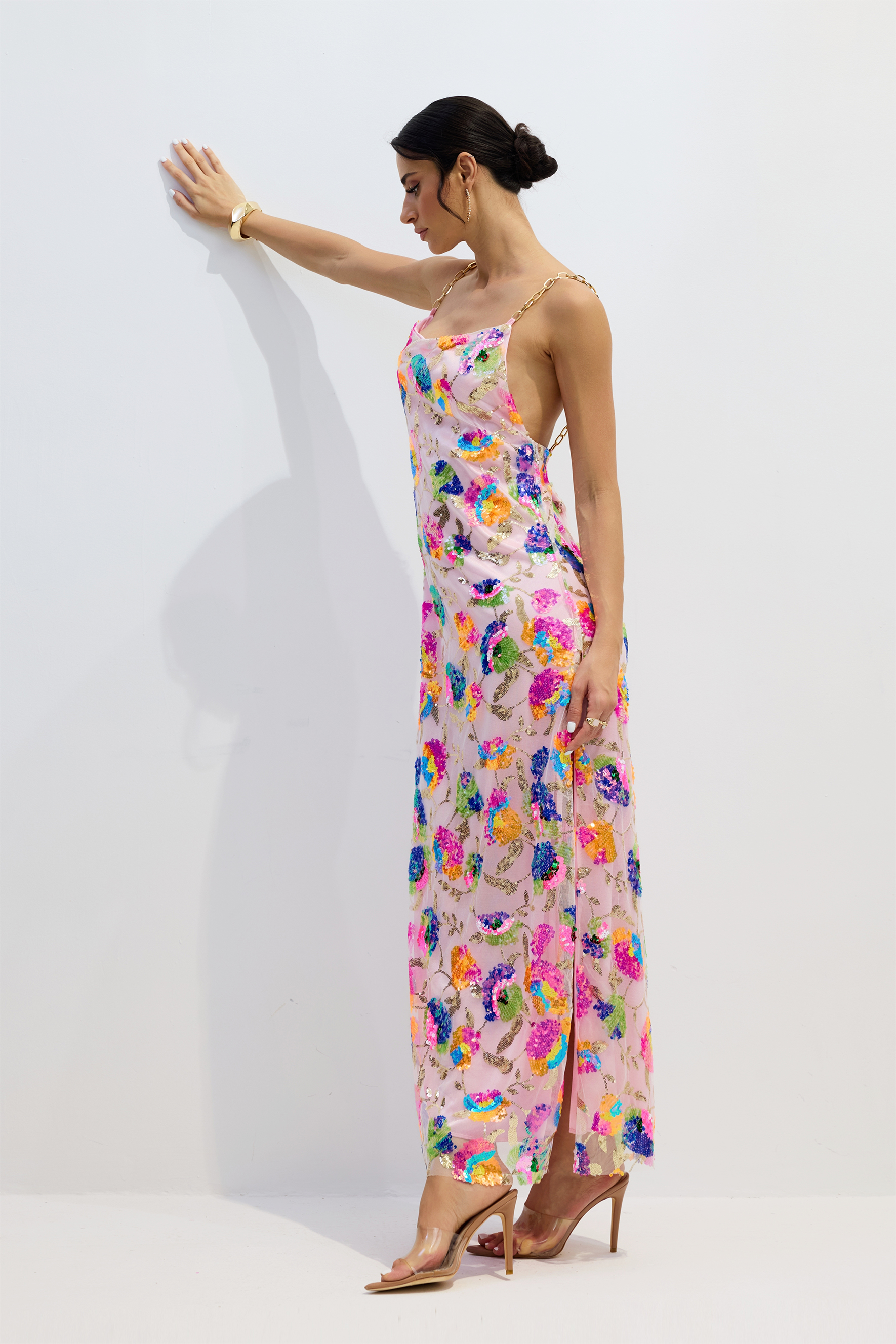 Fanny Embroidered Sequins Backless Maxi Dress-purelyfable