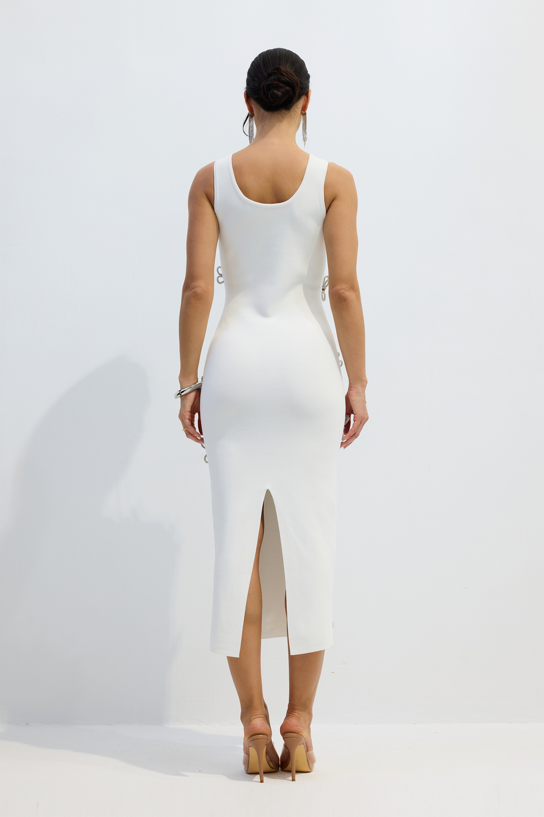 Estelle Diamond Flower Sleeveless Midi Dress-purelyfable