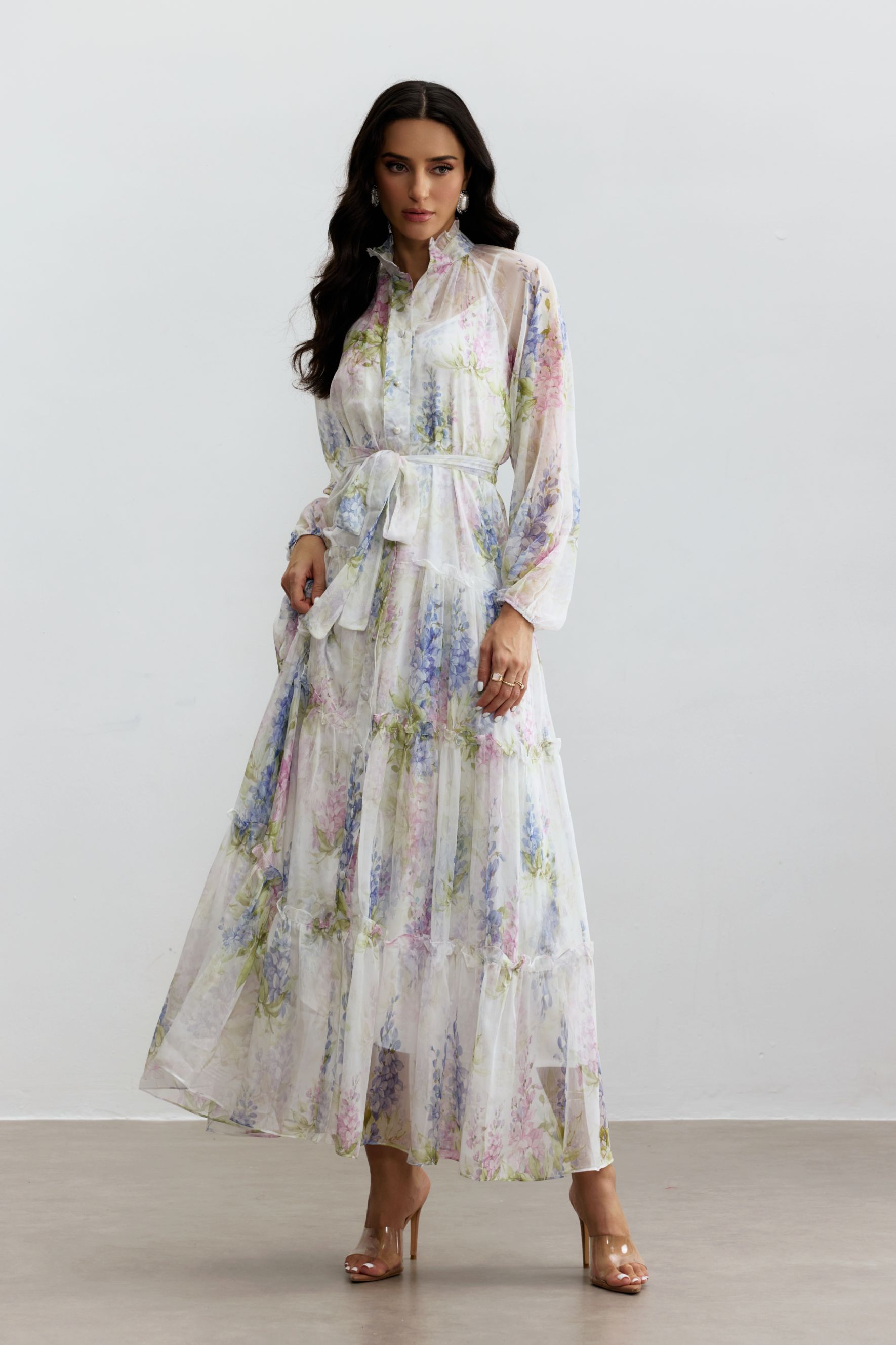 Angelica Floral Print Tiered Ruffle Maxi Dress-purelyfable