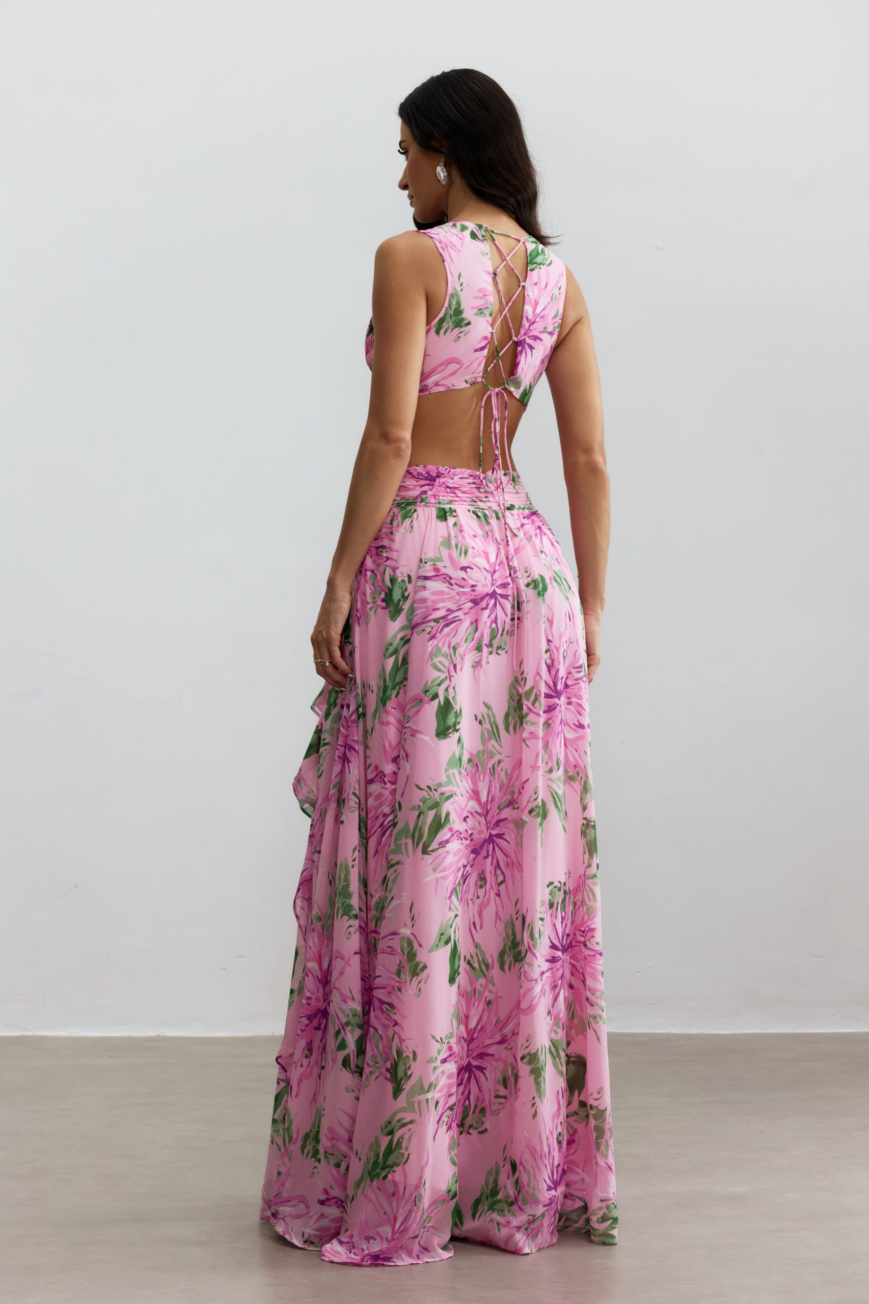 Sheila Floral Print Cut Out Maxi Dress-purelyfable