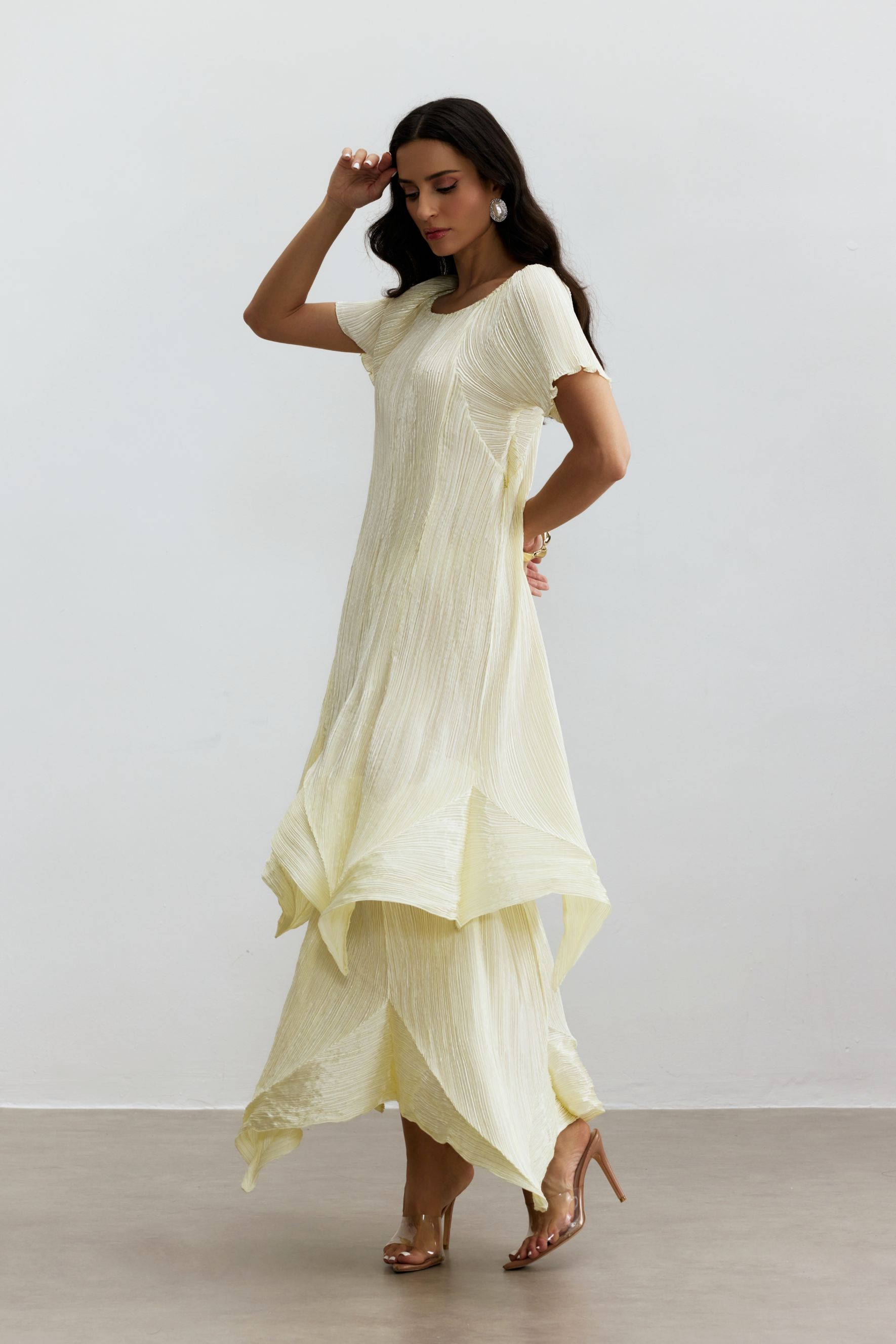 Beryl Short Sleeve Irregular Hemline Maxi Dress-purelyfable