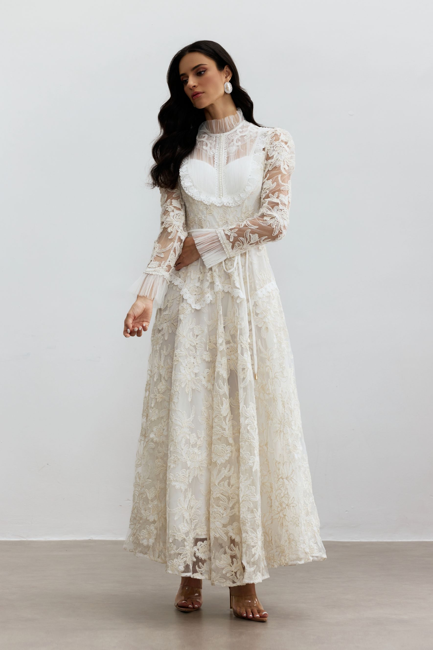 Alice Floral Lace Mock Neck Maxi Dress-purelyfable