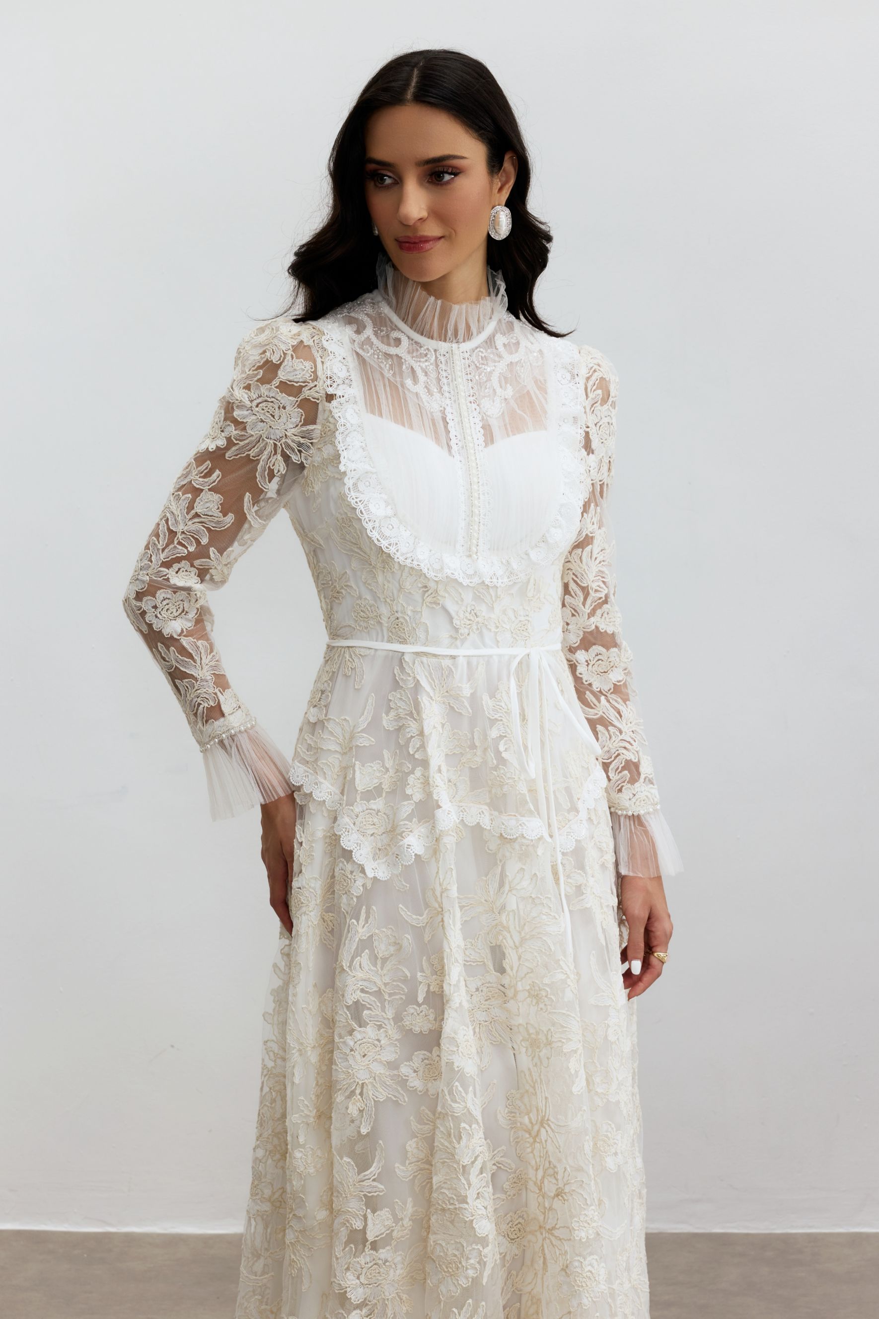 Alice Floral Lace Mock Neck Maxi Dress-purelyfable