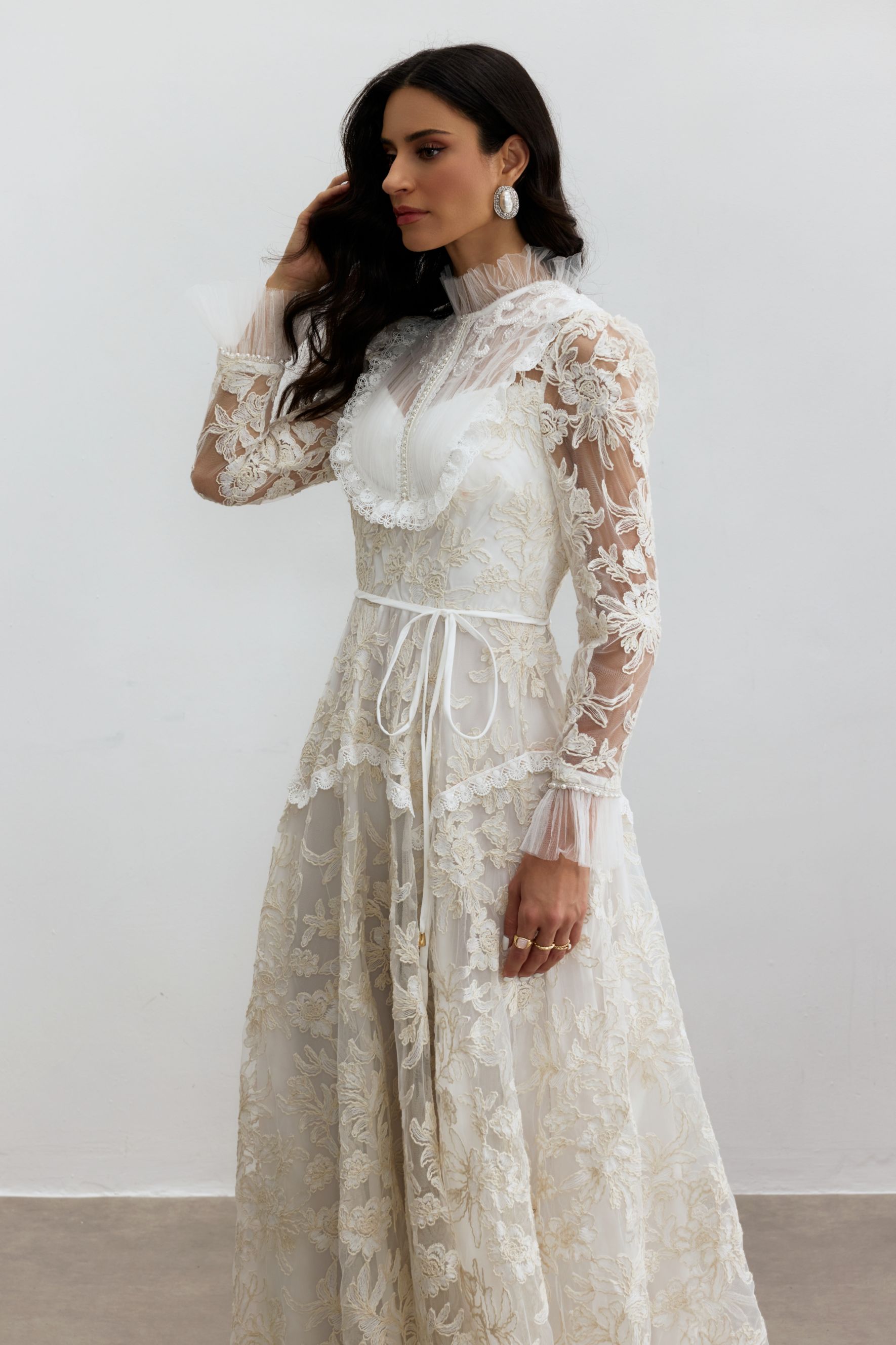 Alice Floral Lace Mock Neck Maxi Dress-purelyfable