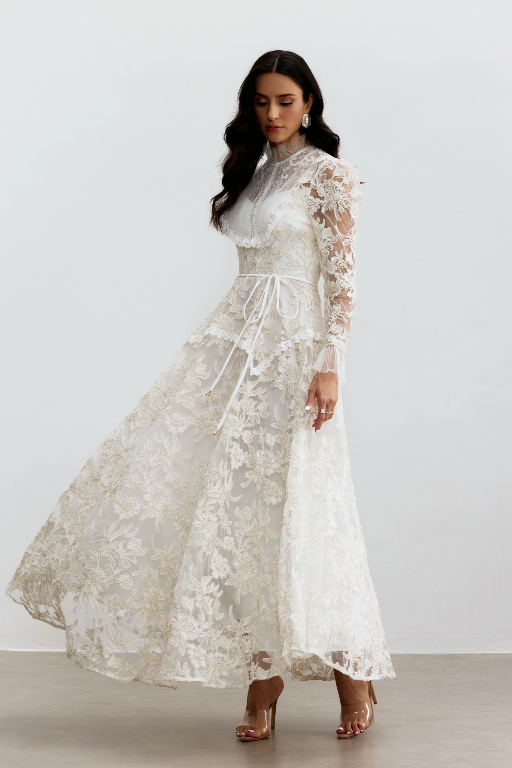 Alice Floral Lace Mock Neck Maxi Dress-purelyfable
