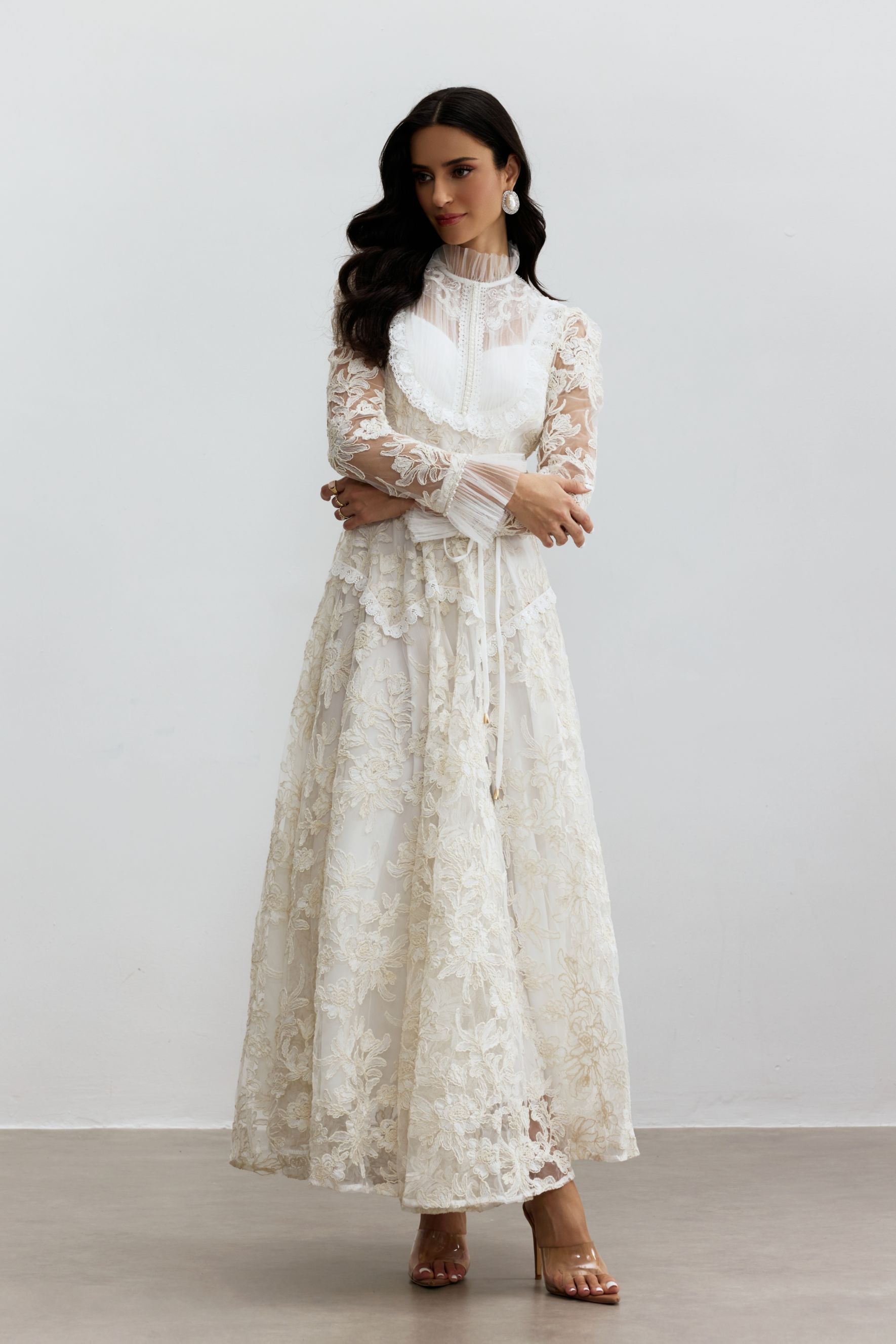Alice Floral Lace Mock Neck Maxi Dress-purelyfable
