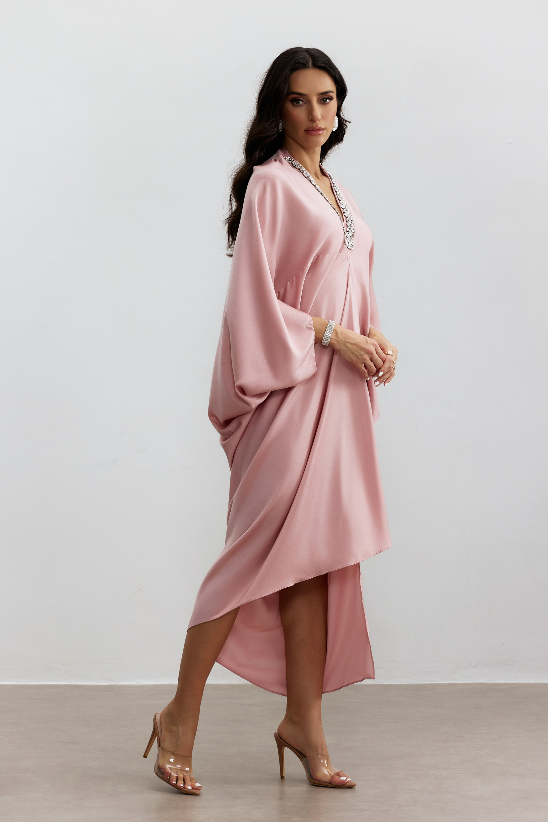 Tasha Embellished V Neck Maxi Kaftan-purelyfable