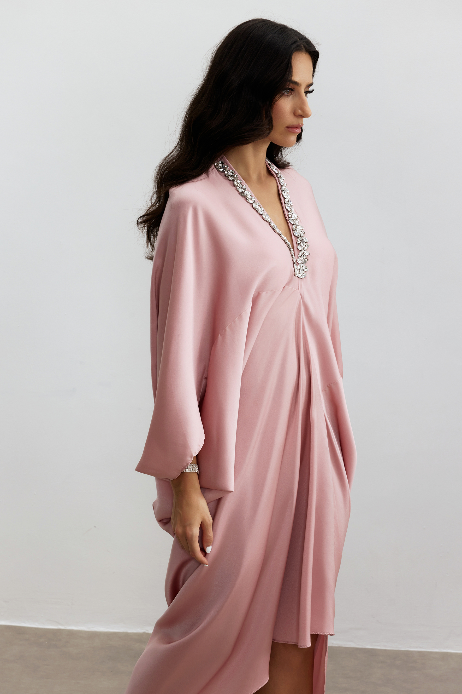 Tasha Embellished V Neck Maxi Kaftan-purelyfable