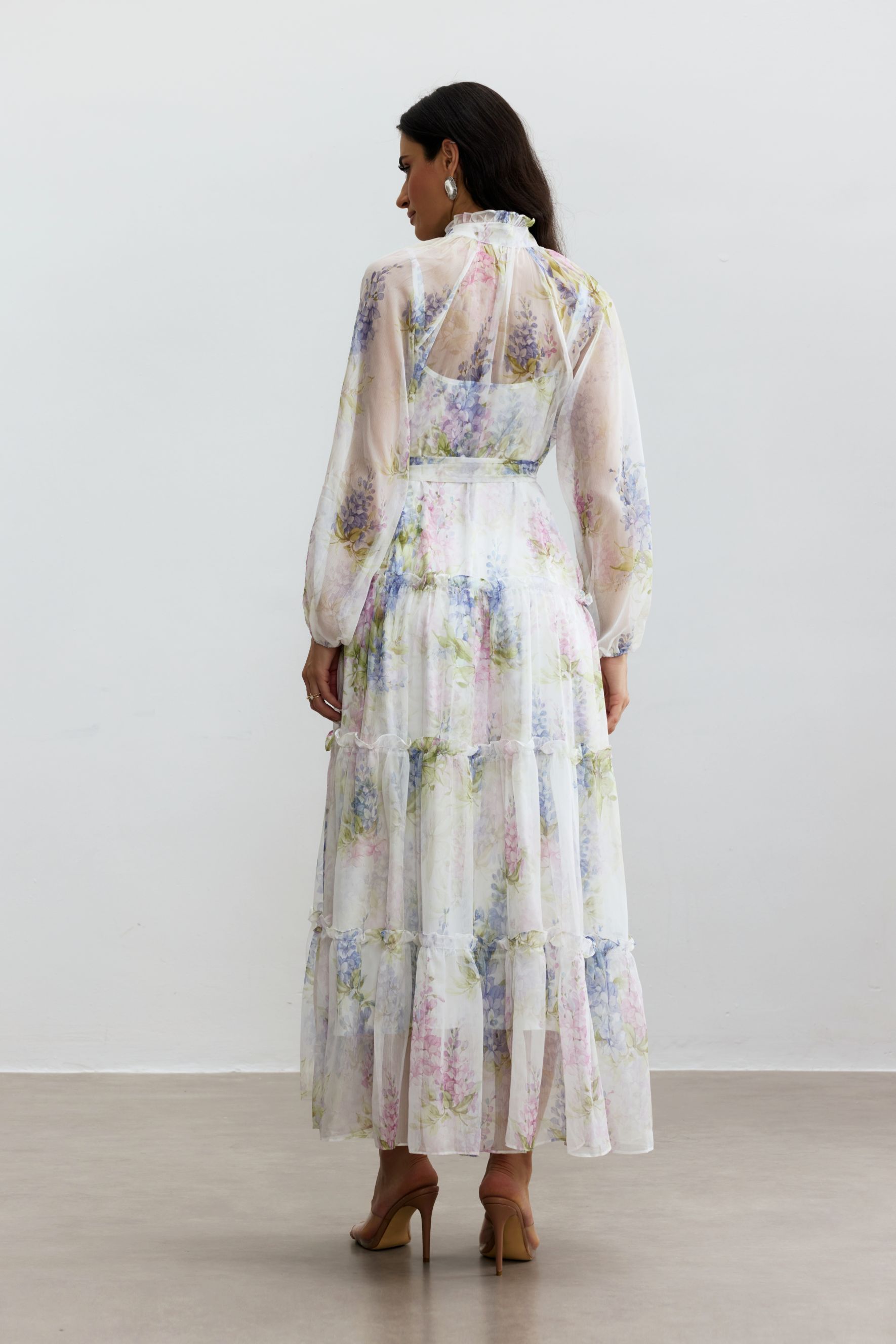 Angelica Floral Print Tiered Ruffle Maxi Dress-purelyfable