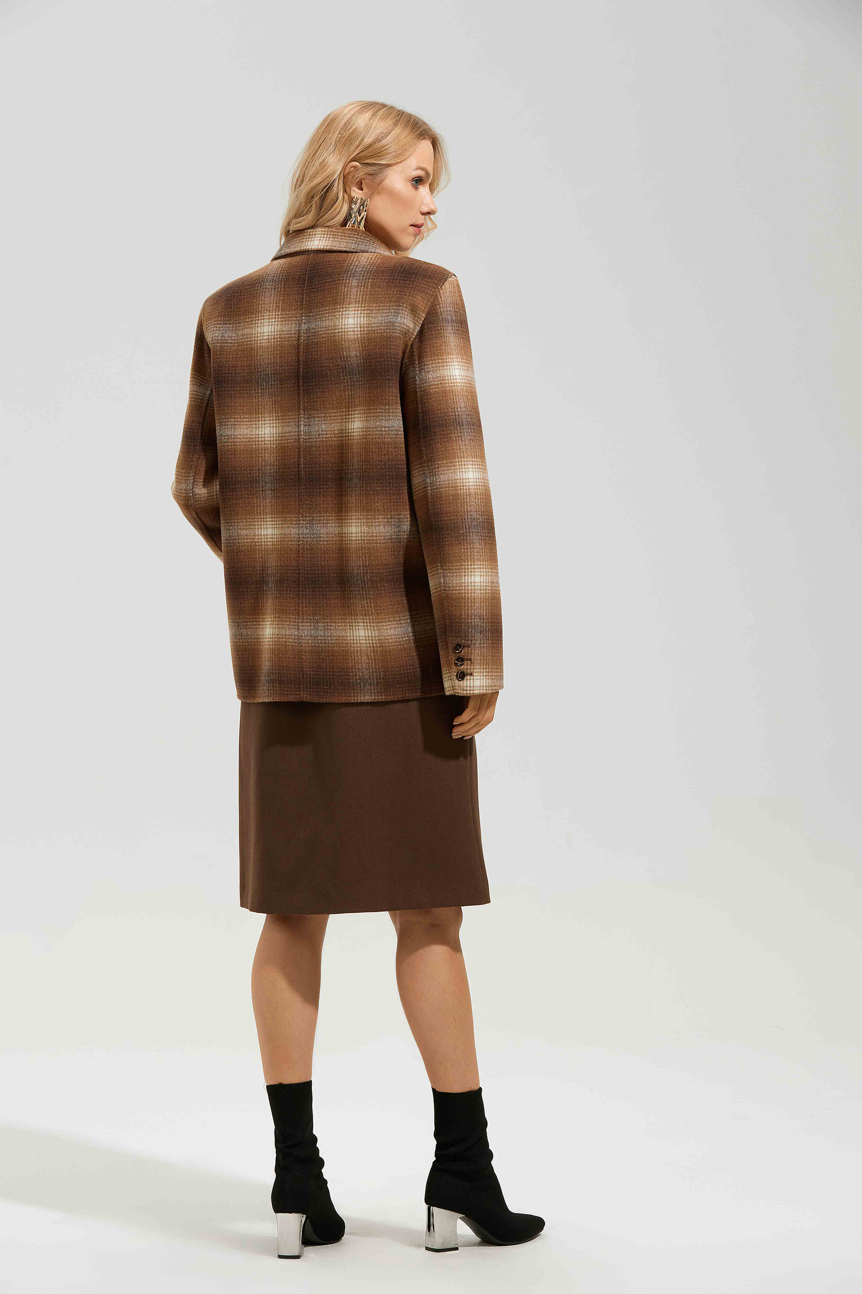 Edana Checkered Fringe Jacket-purelyfable
