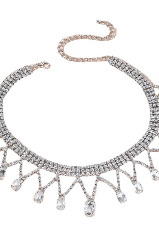 Rhinestone Tassel Necklaces-purelyfable