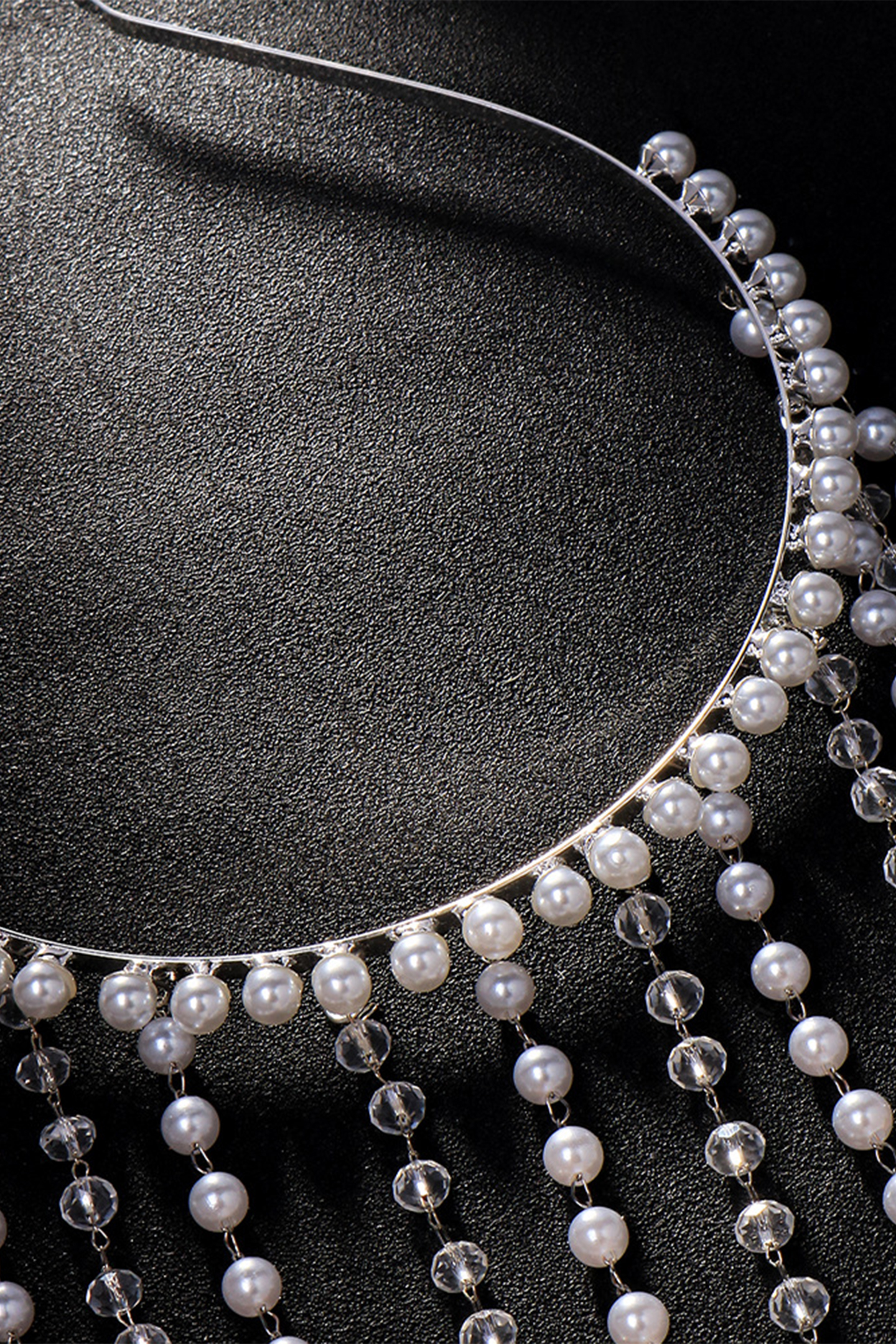Crystal Pearl Tassel Headband-purelyfable