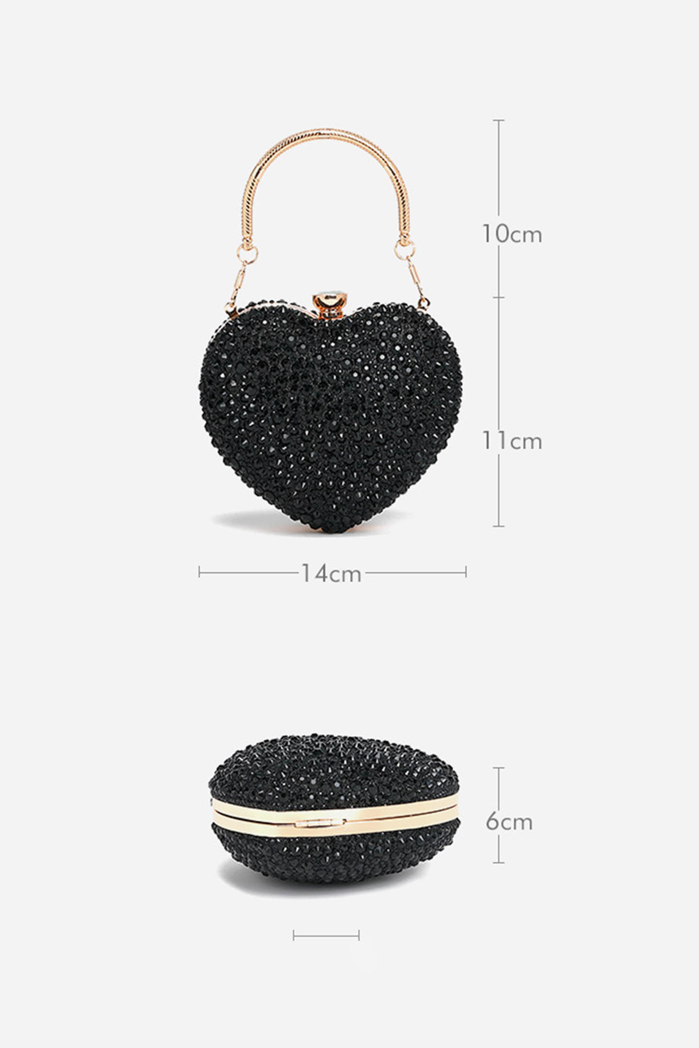Heart Shaped Rhinestone Clutch Purse-purelyfable