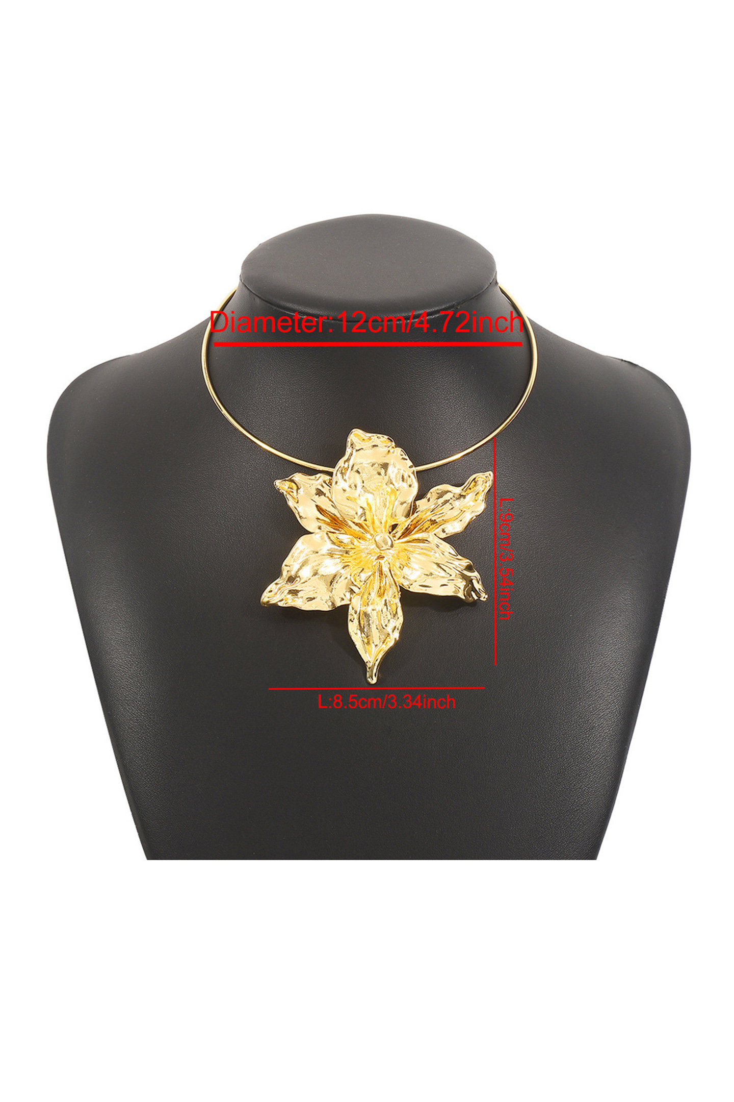 Metal Floral Pendant Choker-purelyfable