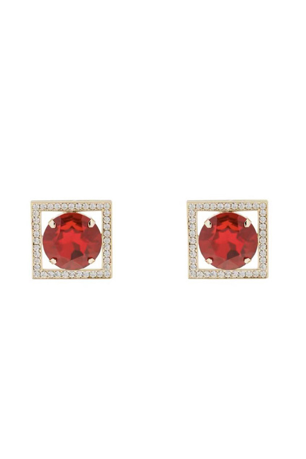 Crystal Square Stud Earrings-purelyfable