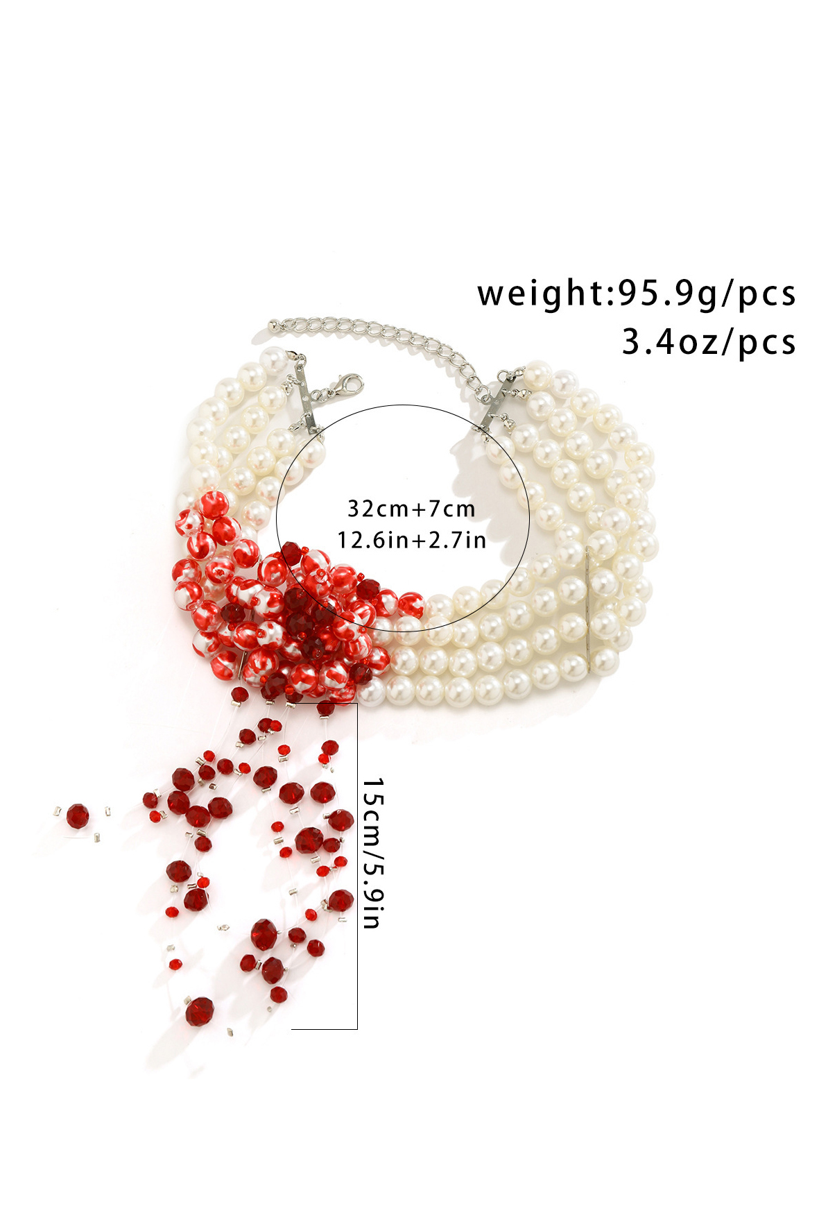 Bloody Pearl Tassel Necklace-purelyfable