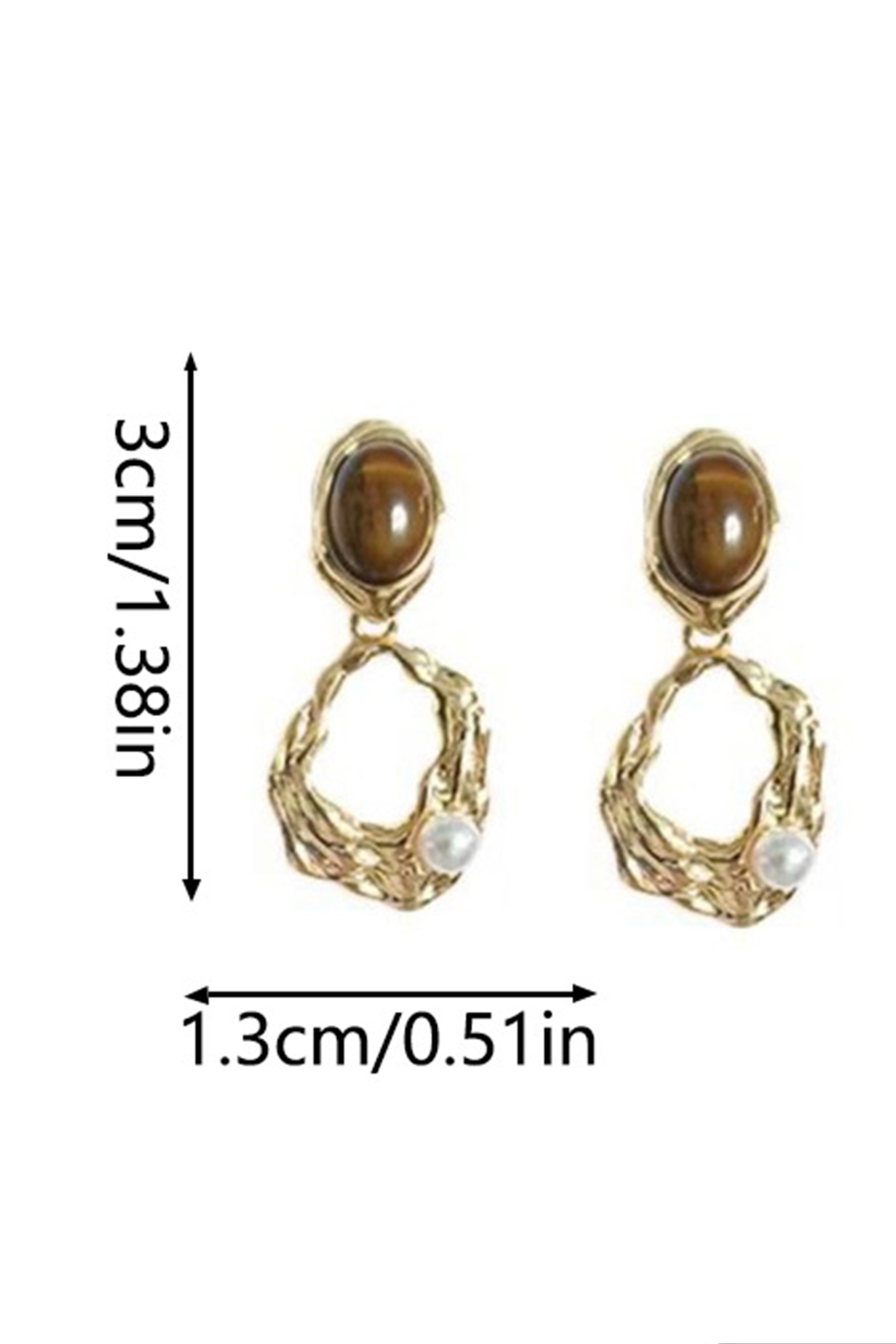 Tiger Eye Stone Abstract Earrings-purelyfable