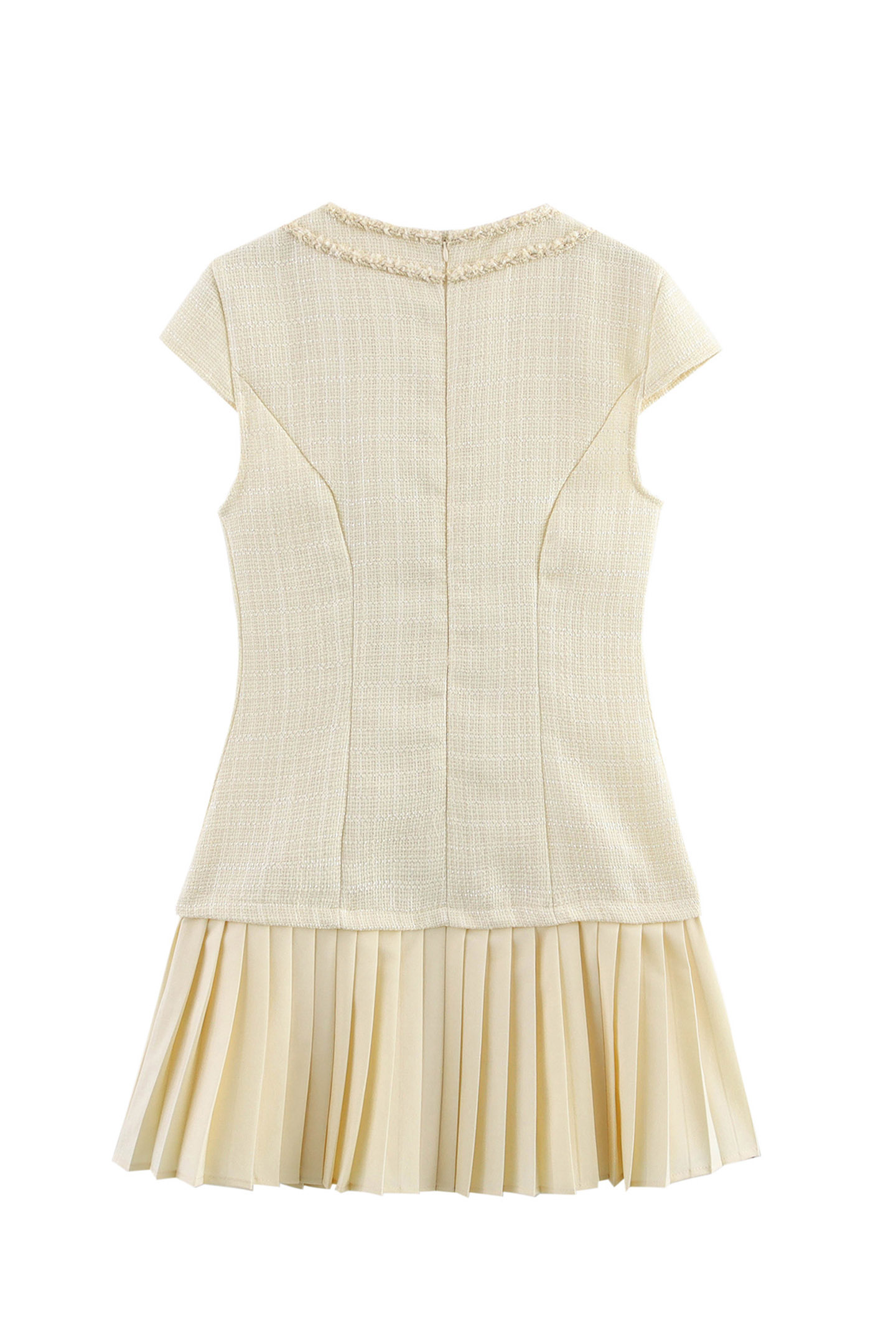 Sally Cap Sleeve Pleated Tweed Mini Dress-purelyfable