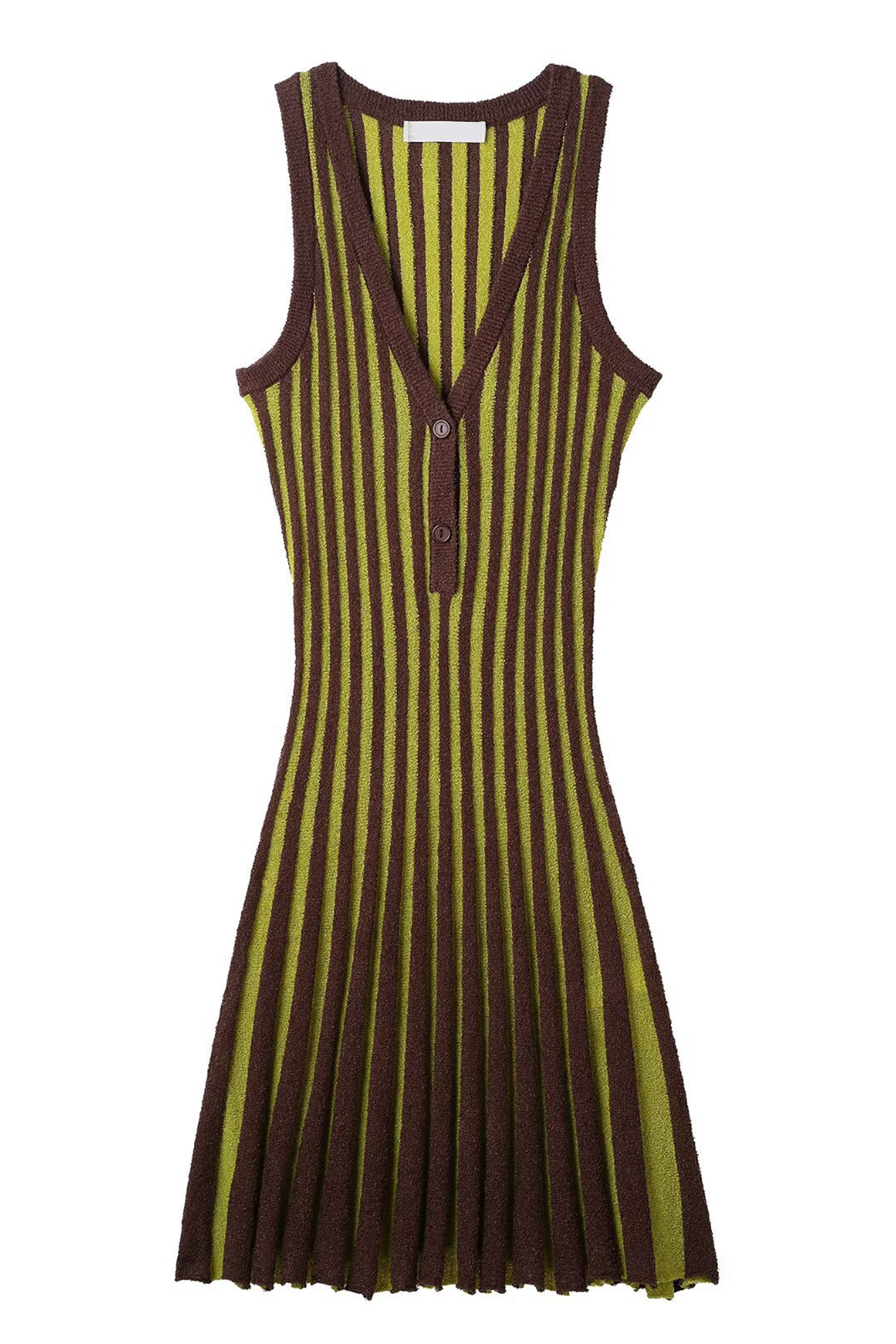 Amanda Striped V-Neck Knit Mini Dress-purelyfable