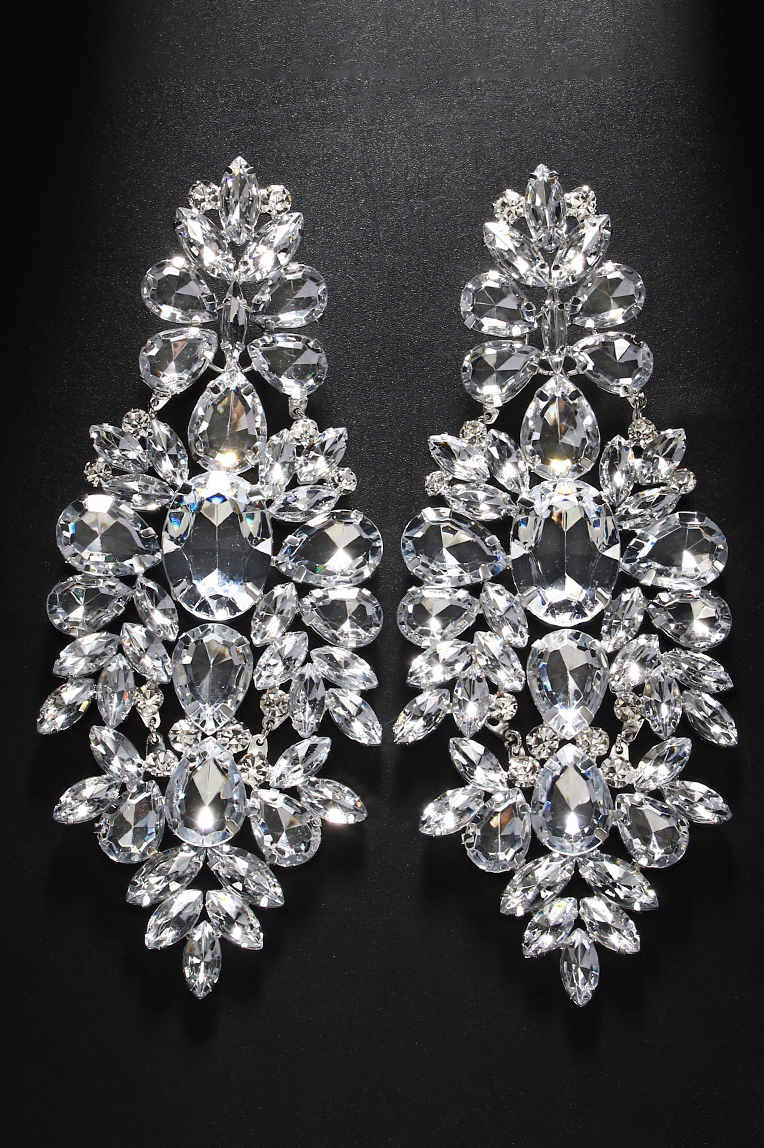 Oversize Crystal Drop Earrings-purelyfable