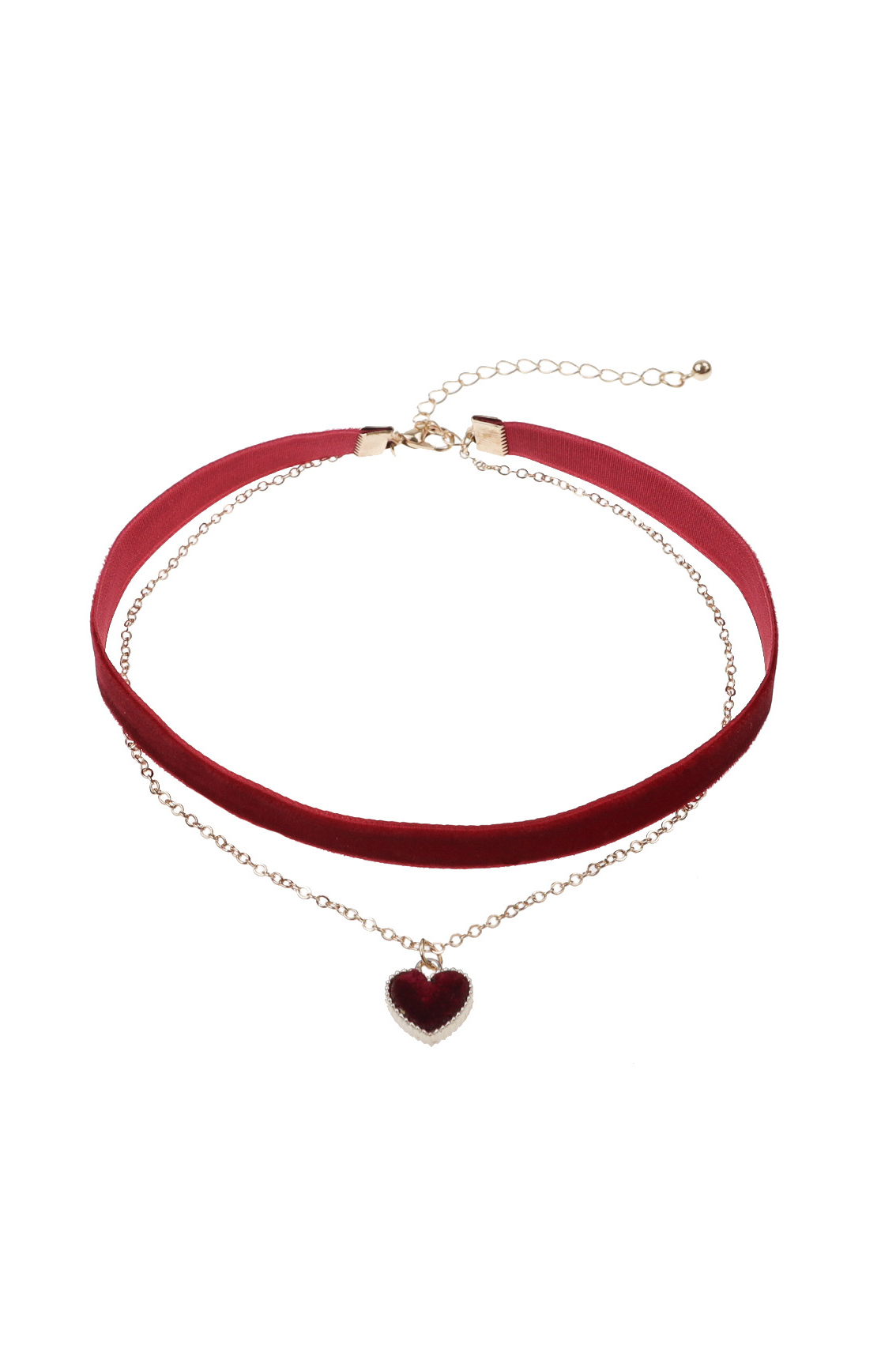 Double Layer Heart Velvet Choker-purelyfable