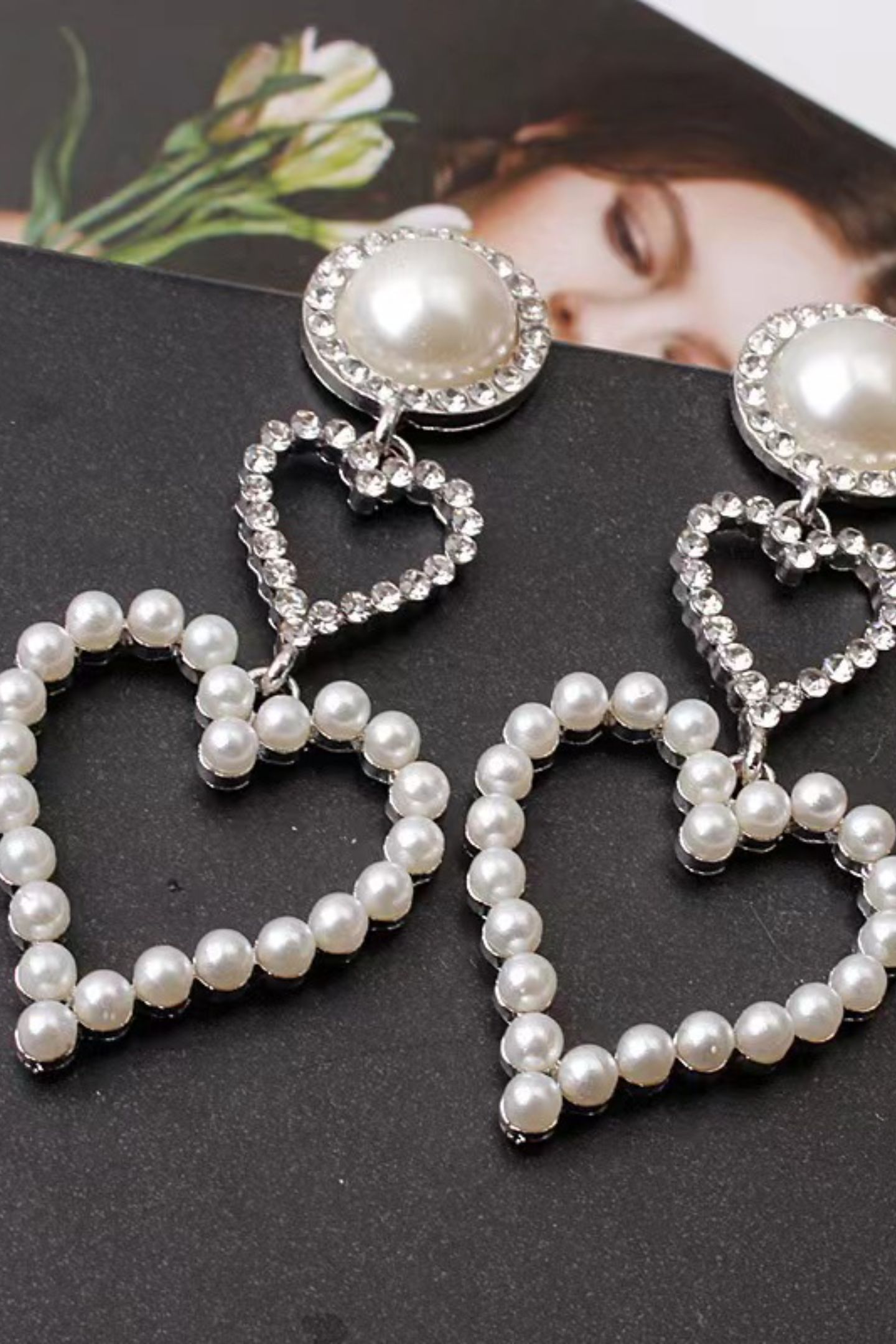 Pearl Looped Heart Earrings-purelyfable