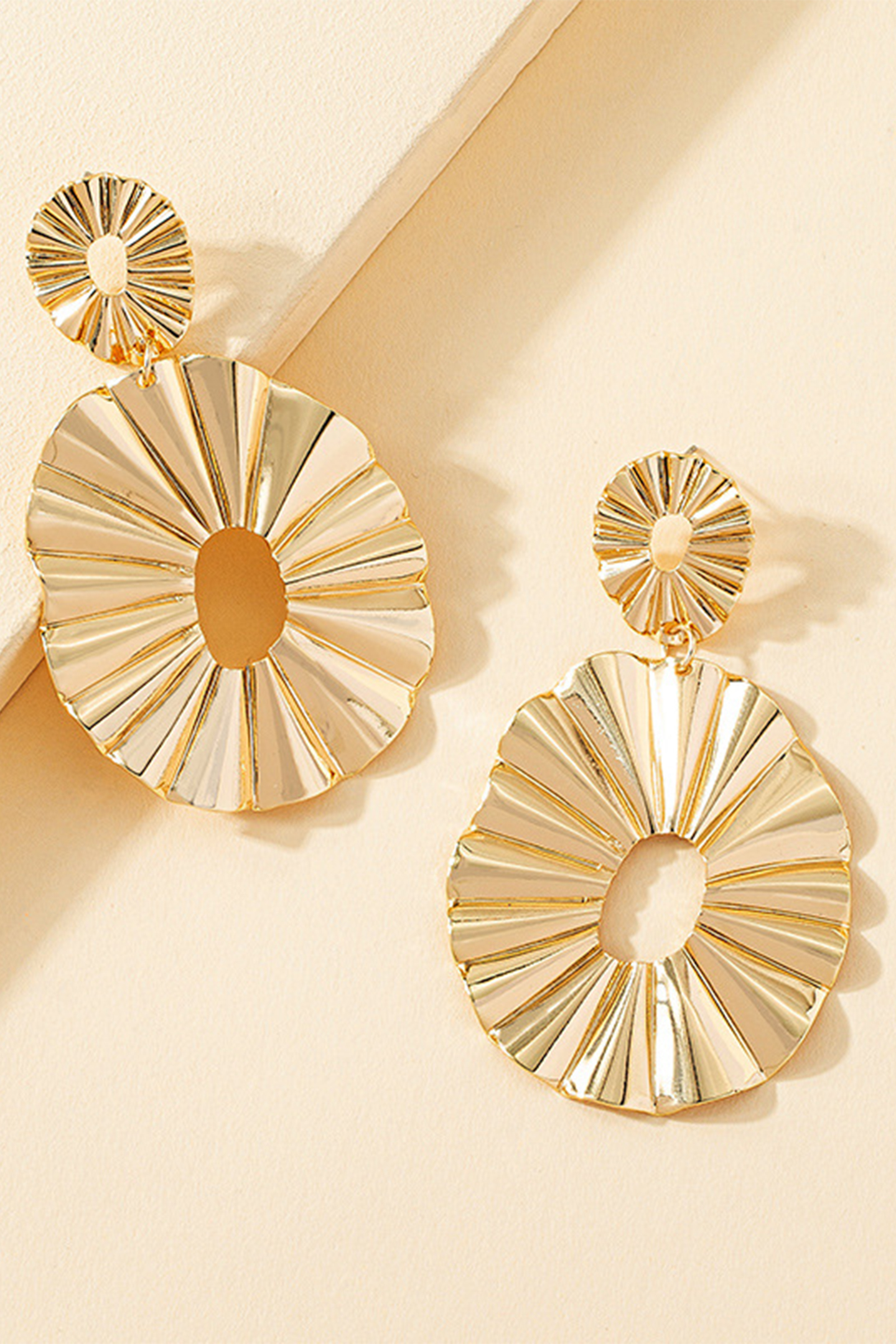 Textured Disc Drop Earrings-purelyfable