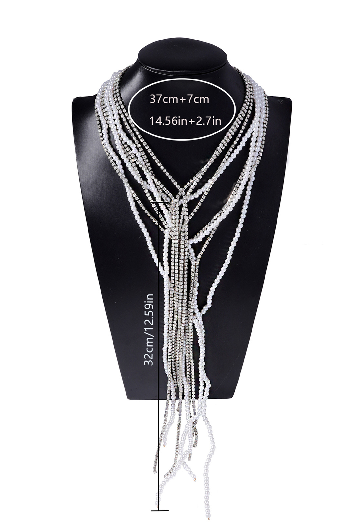Pearl Rhinestone Multi Strand Necklace-purelyfable