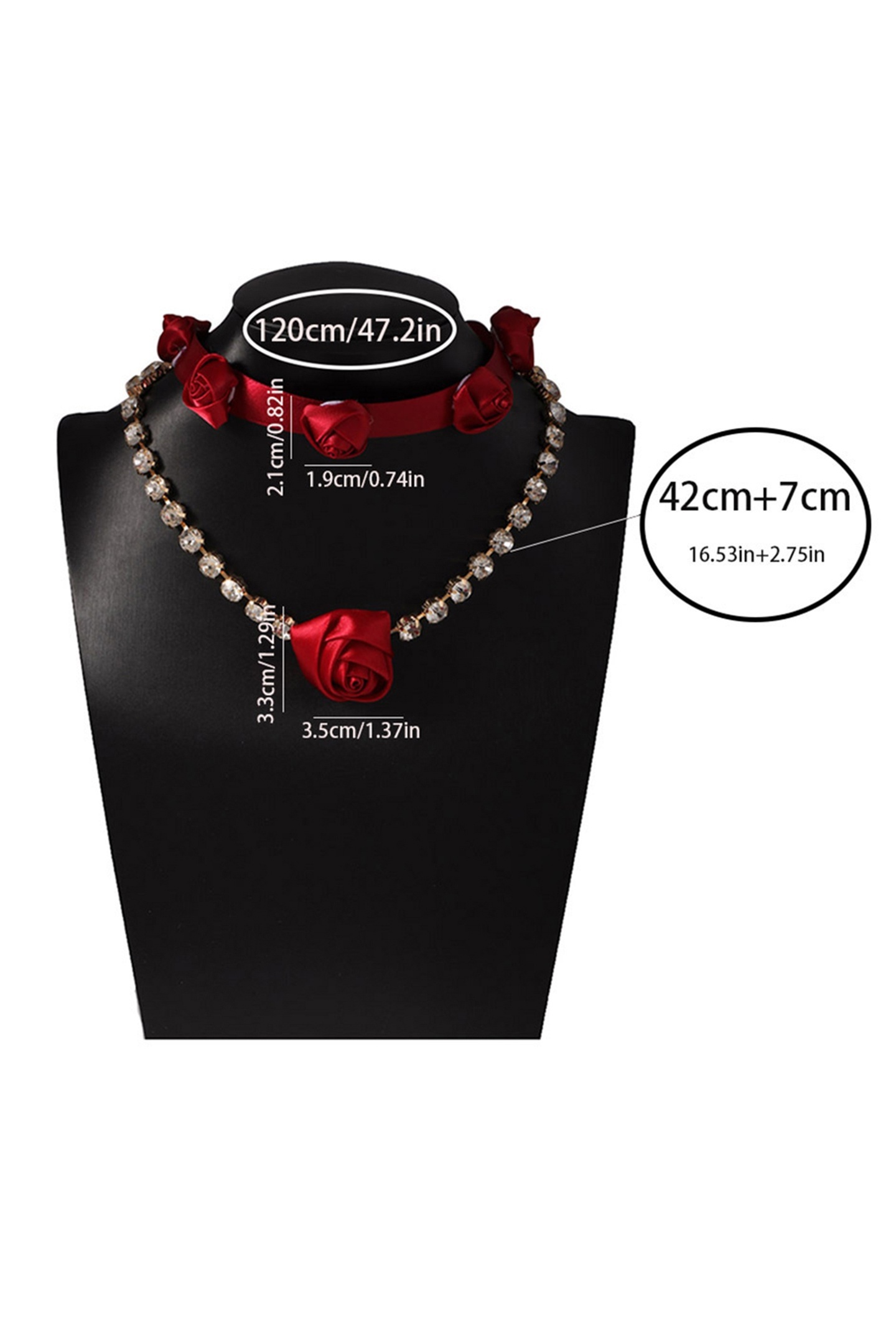 Two-Pack Rose Rhinestones Necklace Set-purelyfable