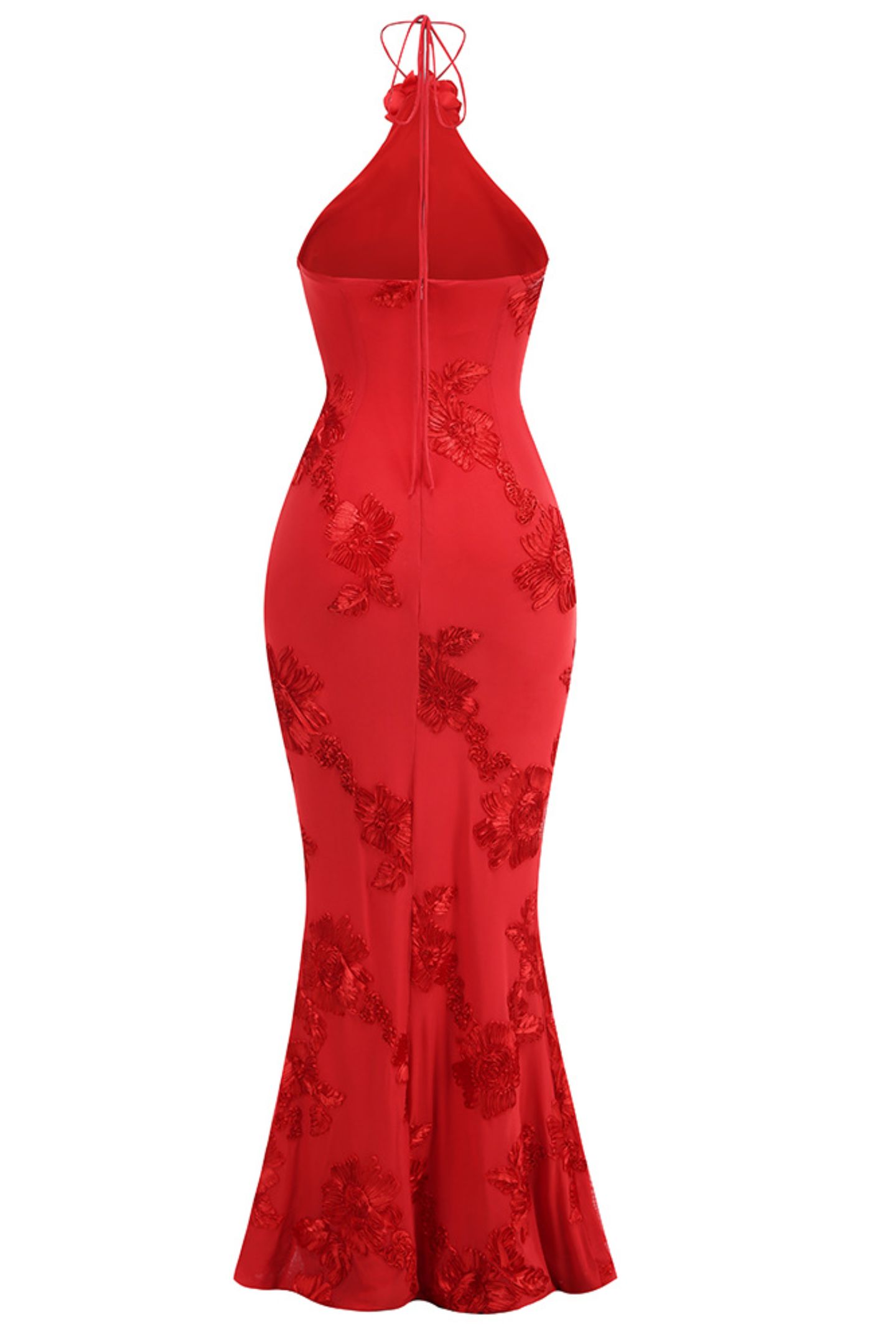 Trista 3D Floral Halter Neck Maxi Dress-purelyfable