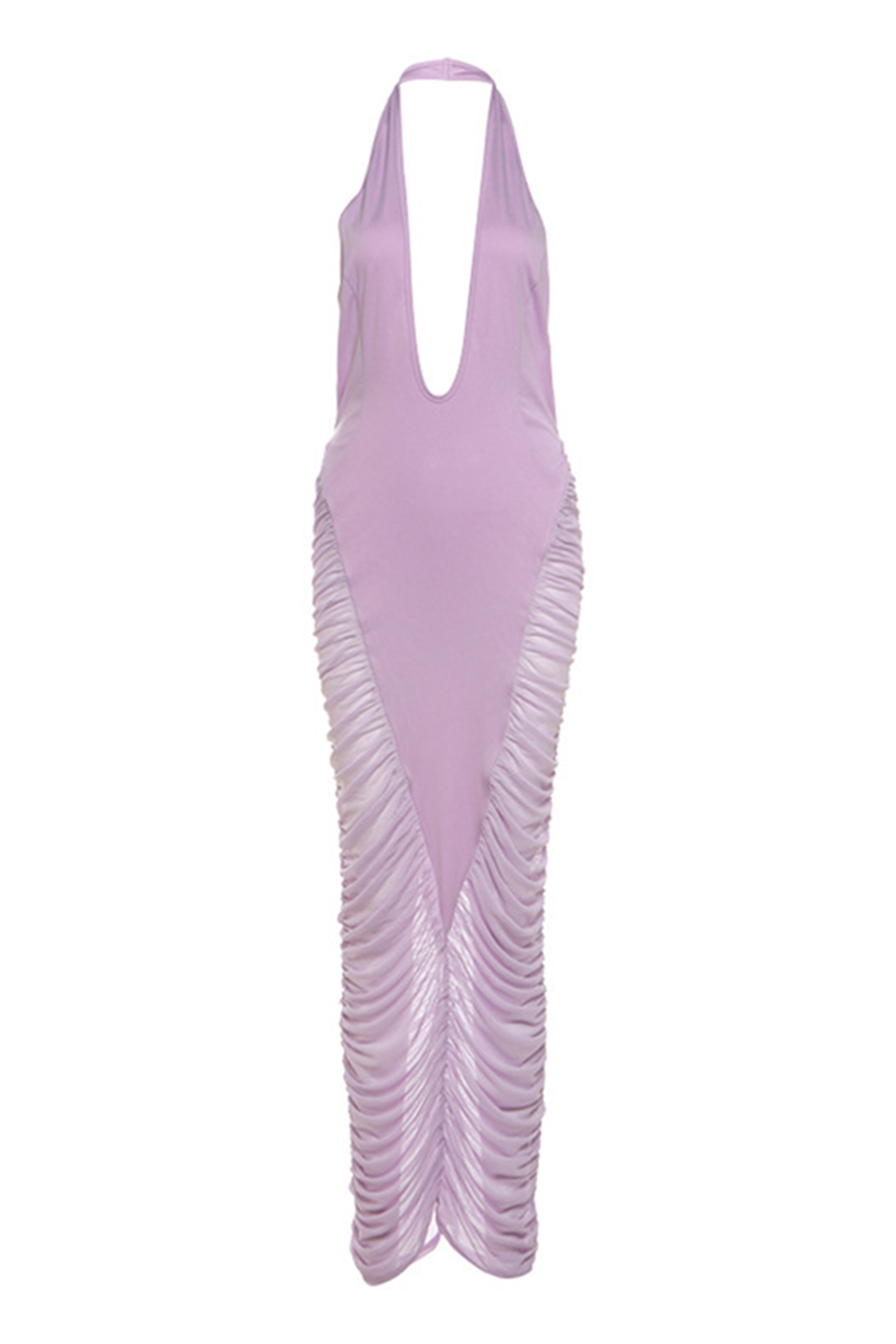 Renata Deep V Neck Ruched Maxi Dress-purelyfable
