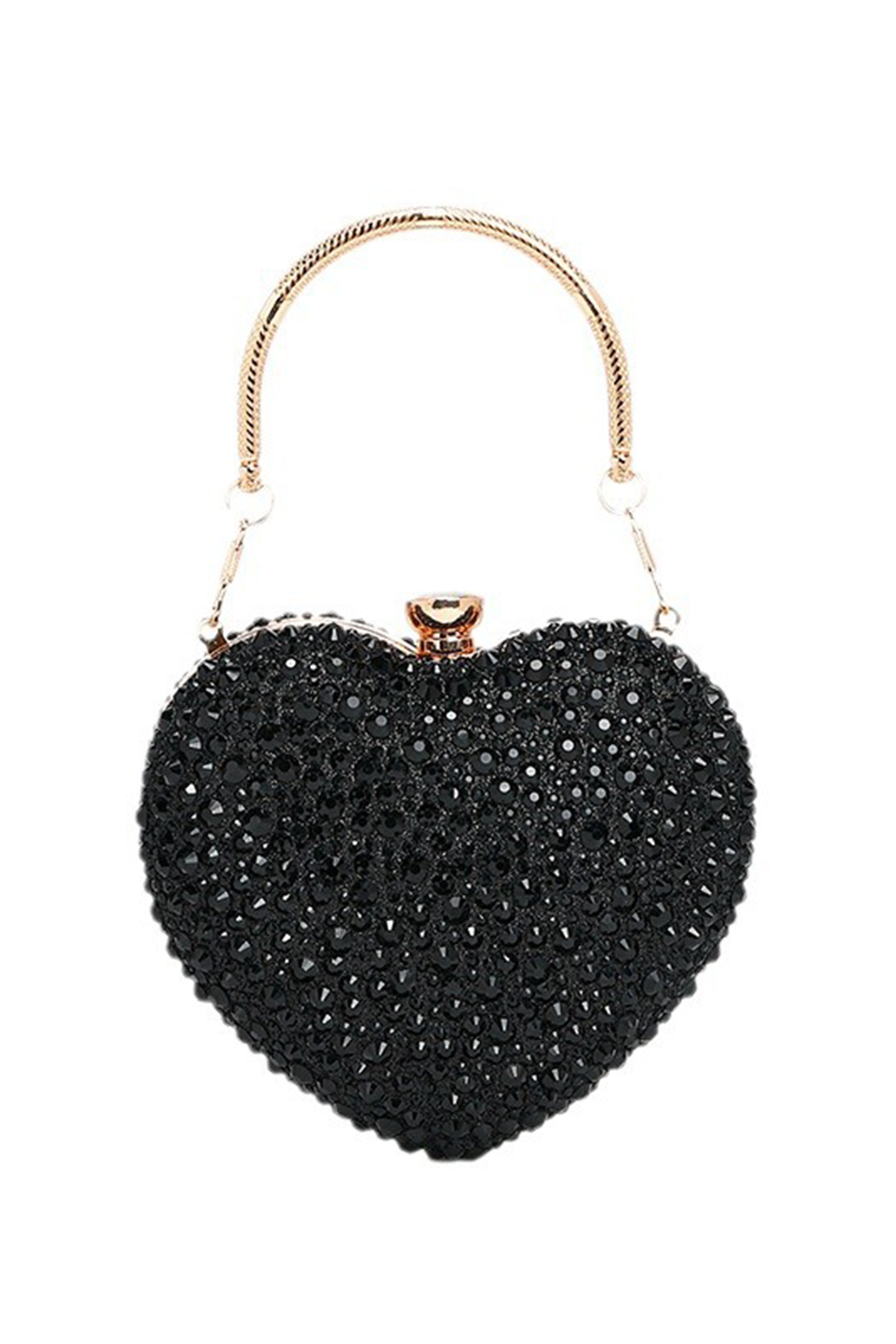 Heart Shaped Rhinestone Clutch Purse-purelyfable