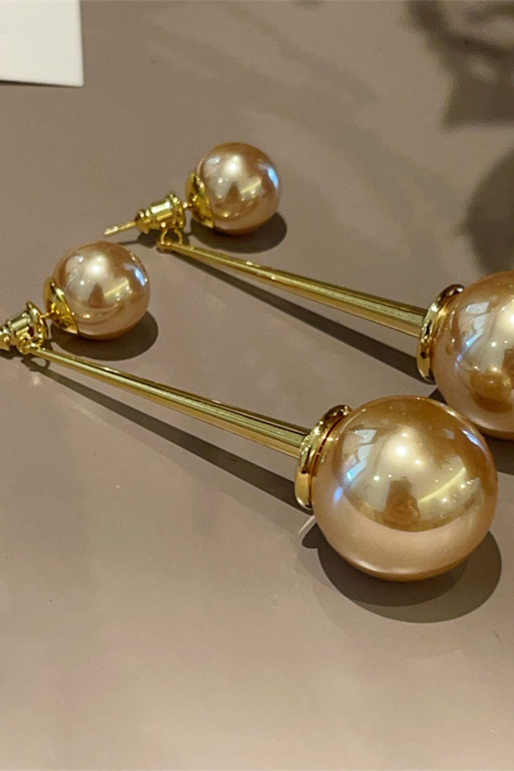 Double Bead Drop Earrings-purelyfable