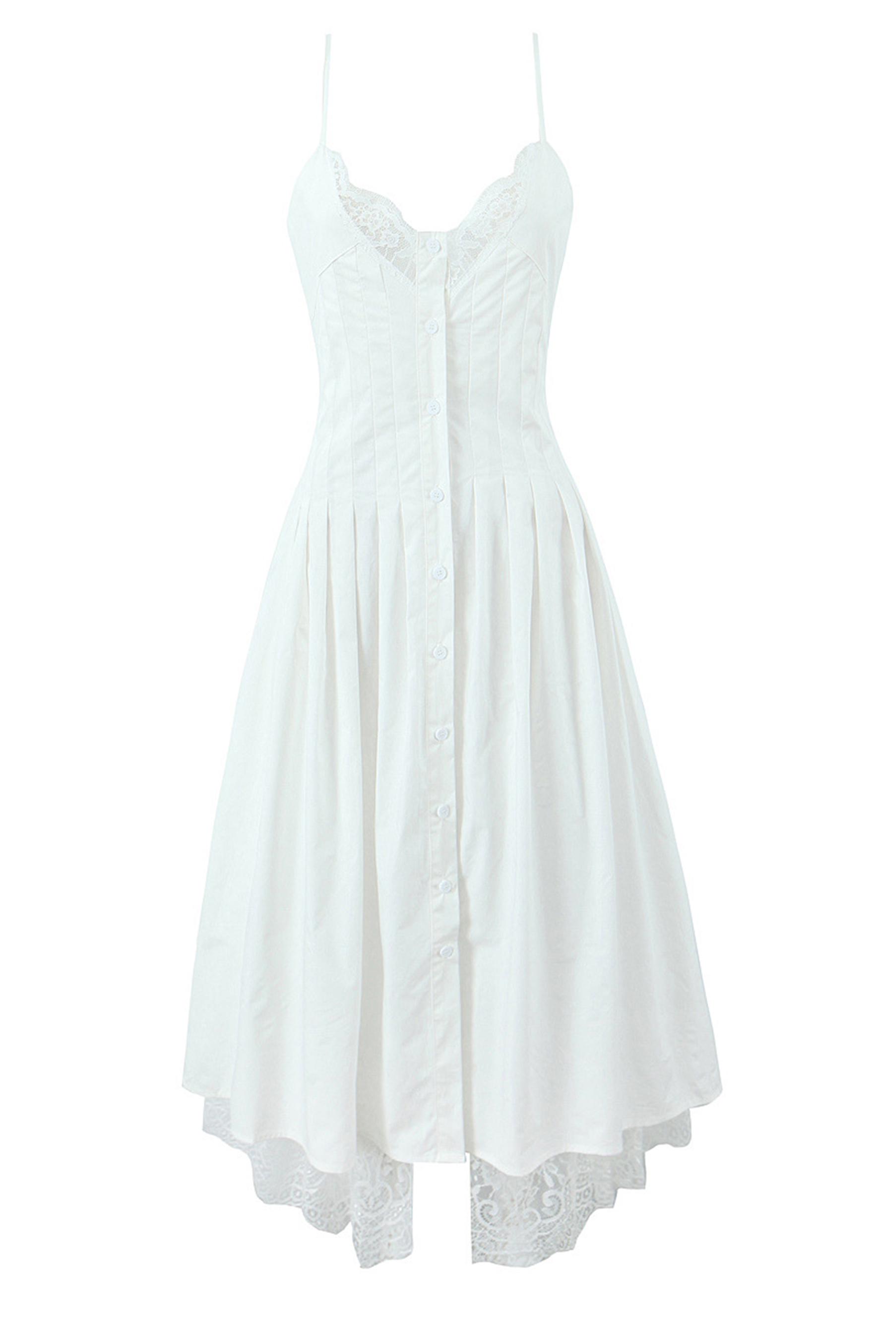 Tasha Lace Trim Spaghetti Strap Midi Dress-purelyfable