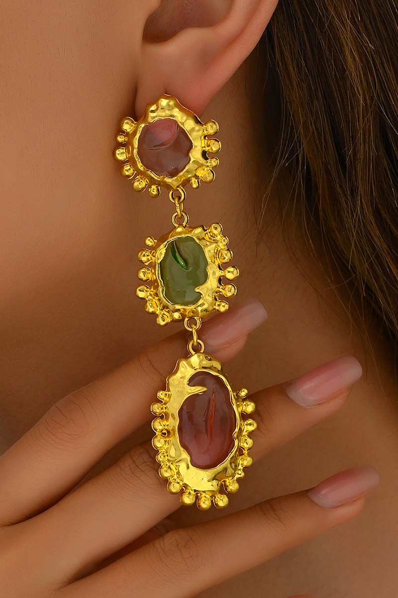 Irregular Gemstone Dangle Earrings-purelyfable