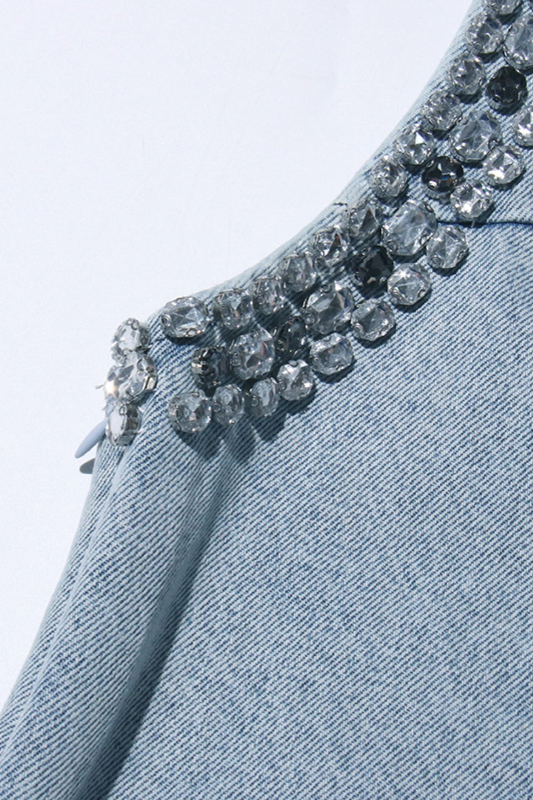 Shirley Crystal Embellished Denim Mini Dress-purelyfable