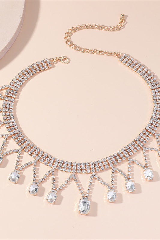 Rhinestone Tassel Necklaces-purelyfable