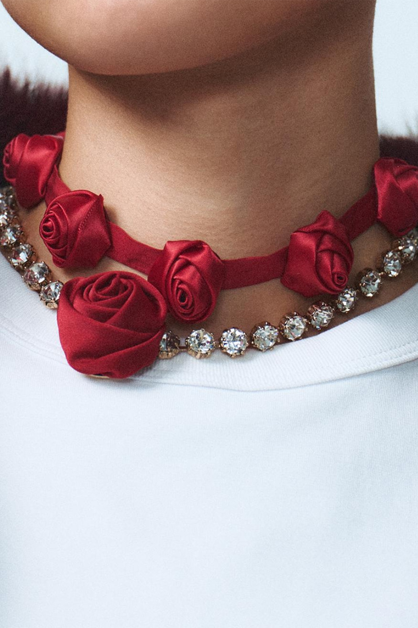 Two-Pack Rose Rhinestones Necklace Set-purelyfable