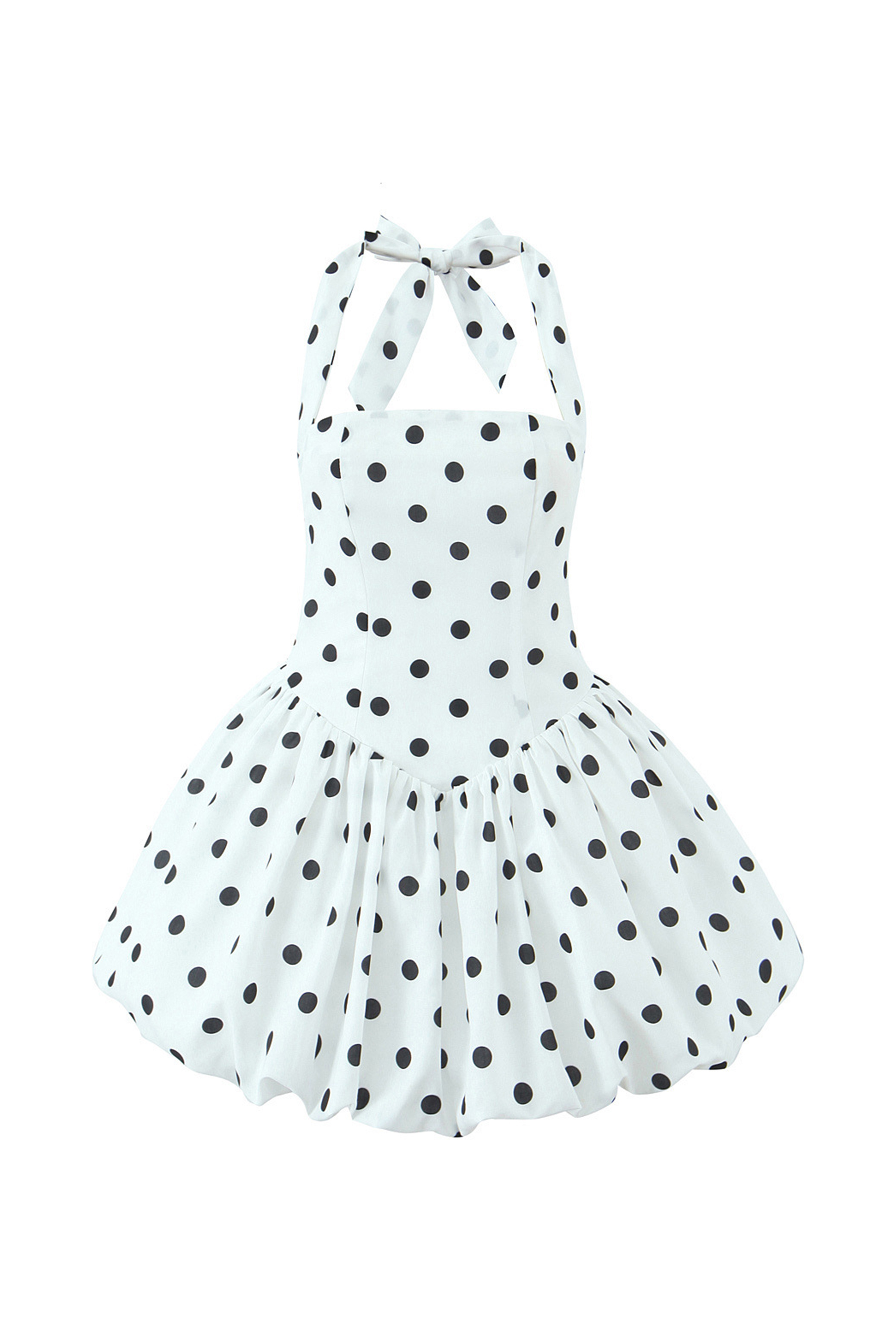 Vivianne Polka Dot Bubble Hem Mini Dress-purelyfable