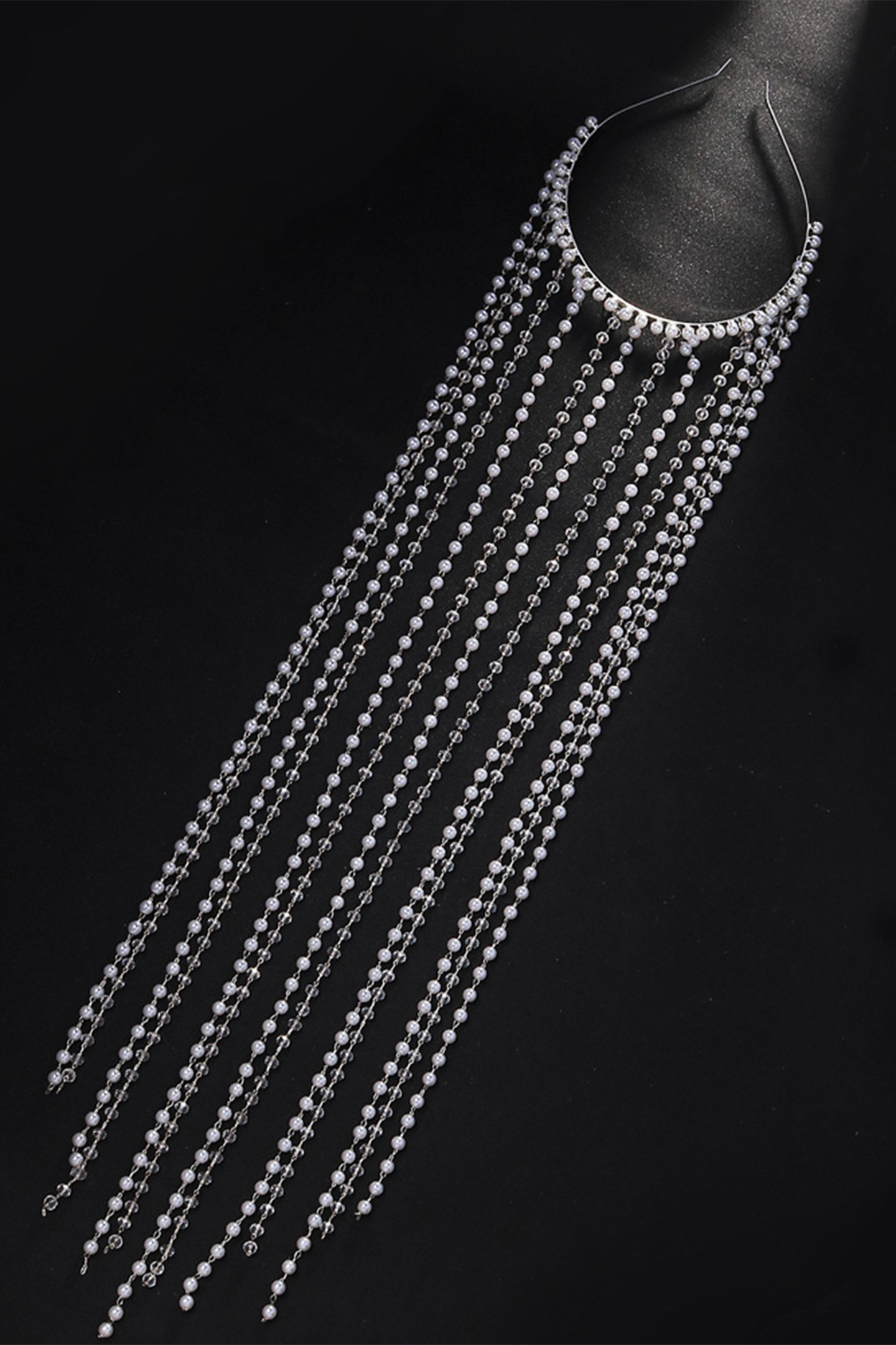 Crystal Pearl Tassel Headband-purelyfable