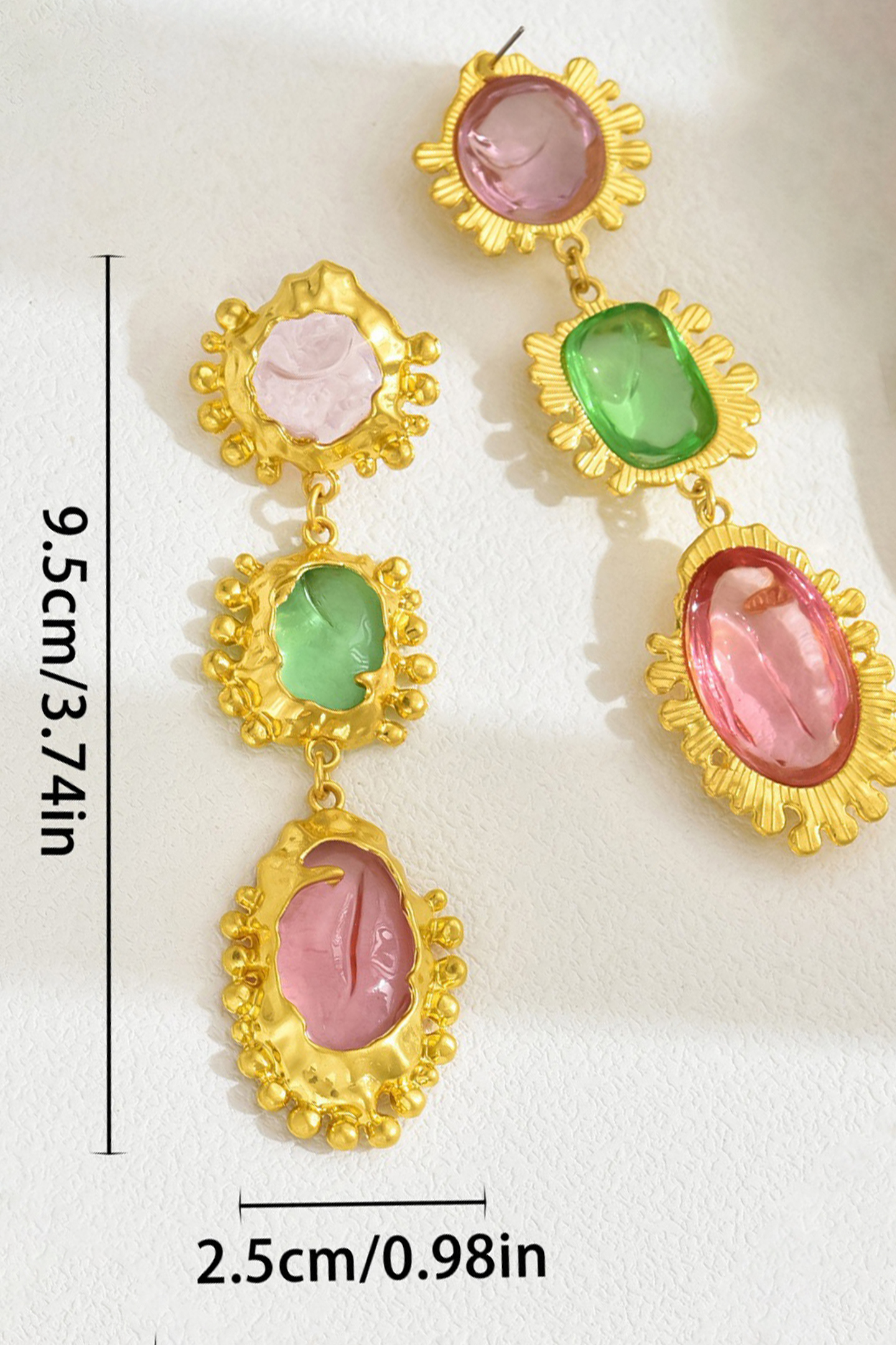 Irregular Gemstone Dangle Earrings-purelyfable
