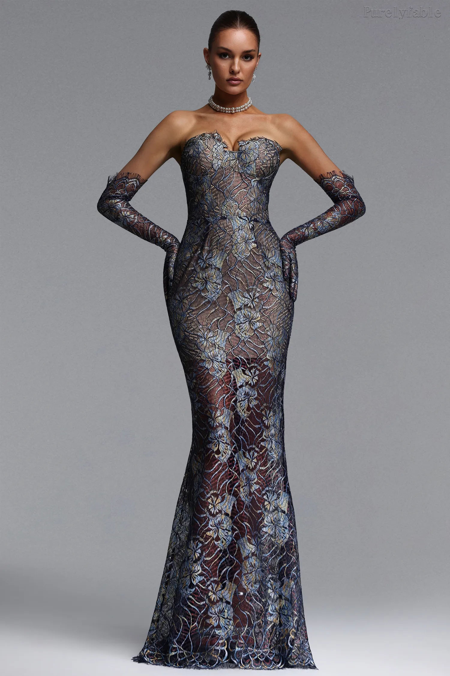 Ada Light Blue Backless Plunging Dress