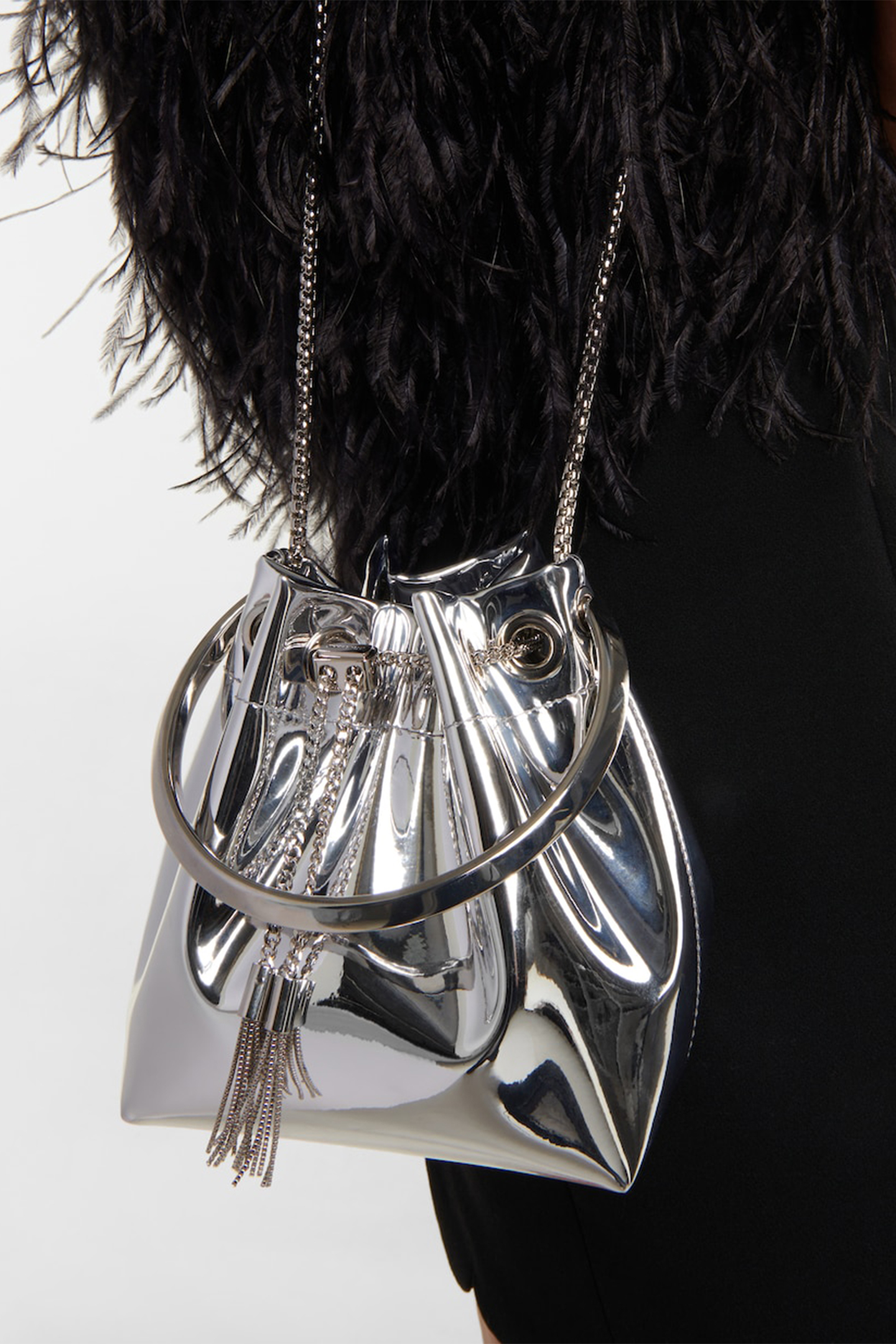 Metallic Round Handles Bucket Bag-purelyfable