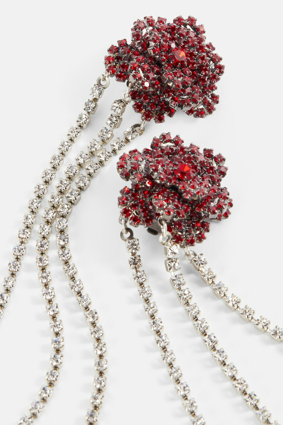 Crystal Rose Tassel Clip On Earrings-purelyfable