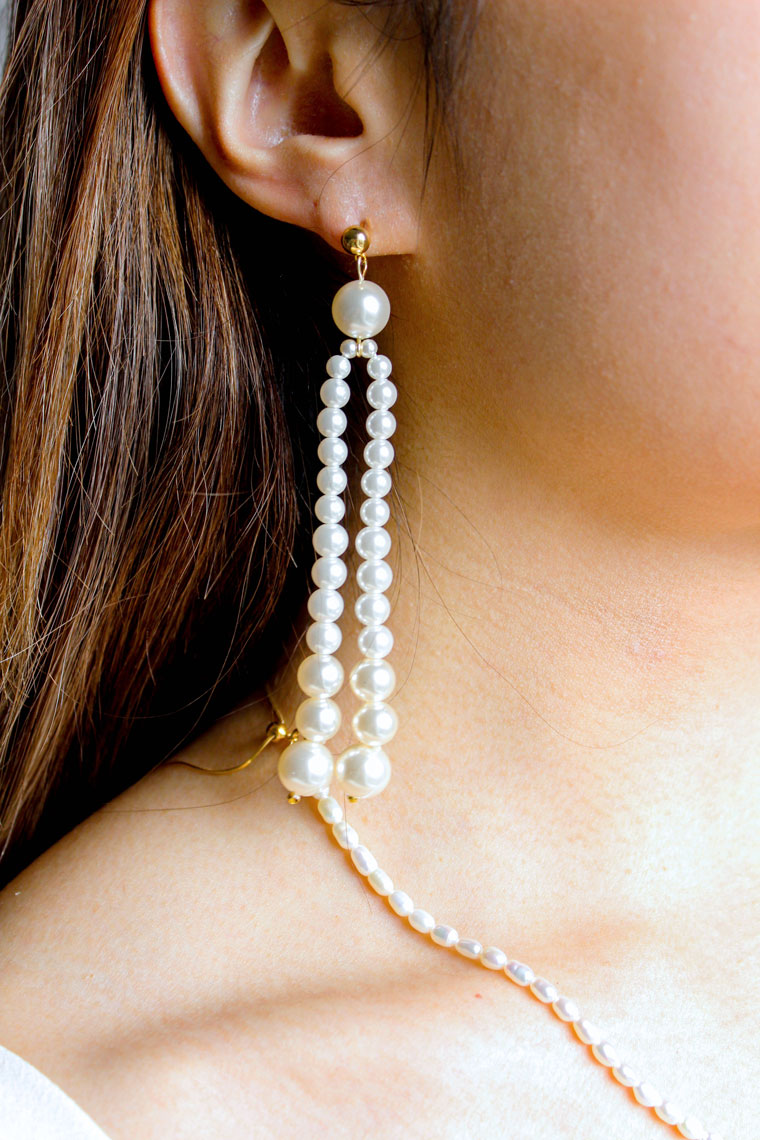 Pearl Chandelier Drop Earrings-purelyfable