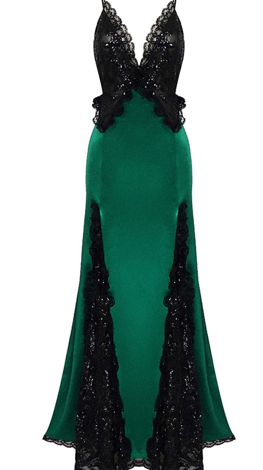Susanna V-neck Sequin Embellished Maxi Dress-purelyfable
